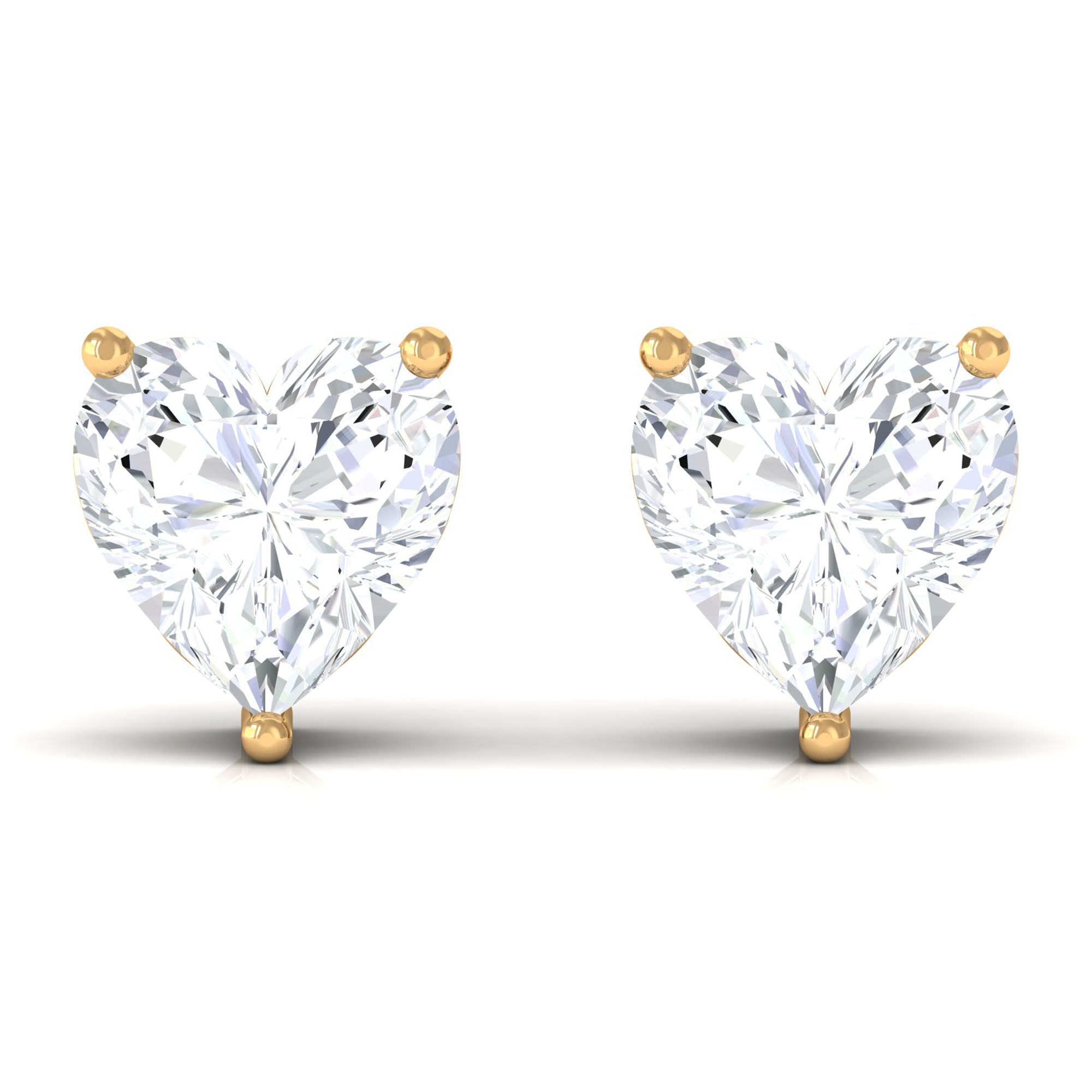 Heart Shape Diamond Solitaire Stud Earrings Diamond - ( HI-SI ) - Color and Clarity - Rosec Jewels