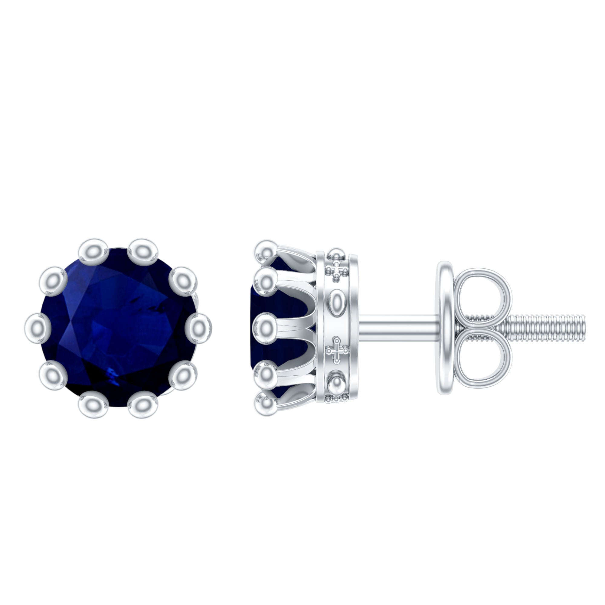 2 CT Blue Sapphire Solitaire Vintage Earrings for Women