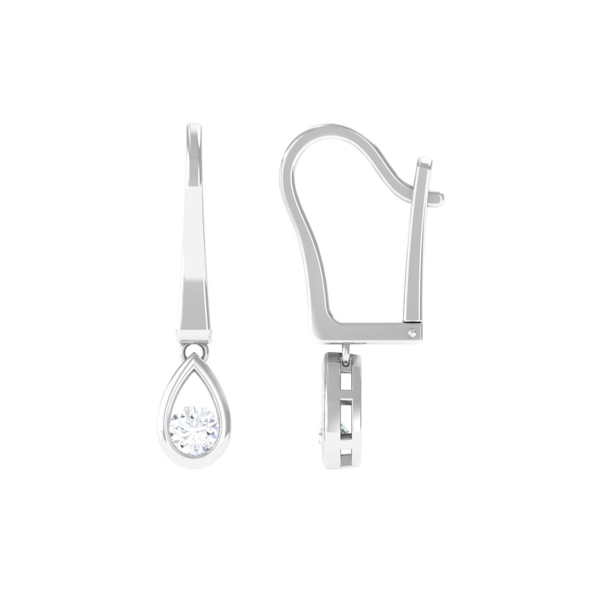 1/2 CT Genuine Diamond Teardrop Hoop Earrings