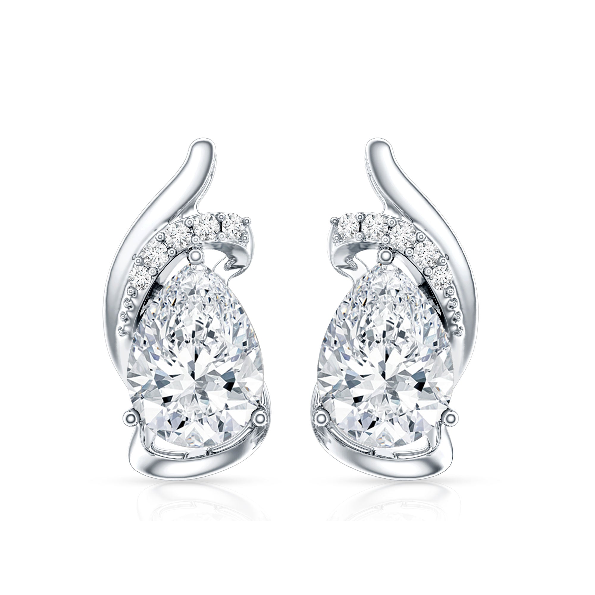5X7 MM Certified Lab Grown Diamond Teardrop Stud Earrings Lab - ( EF-VS ) - Rosec Jewels