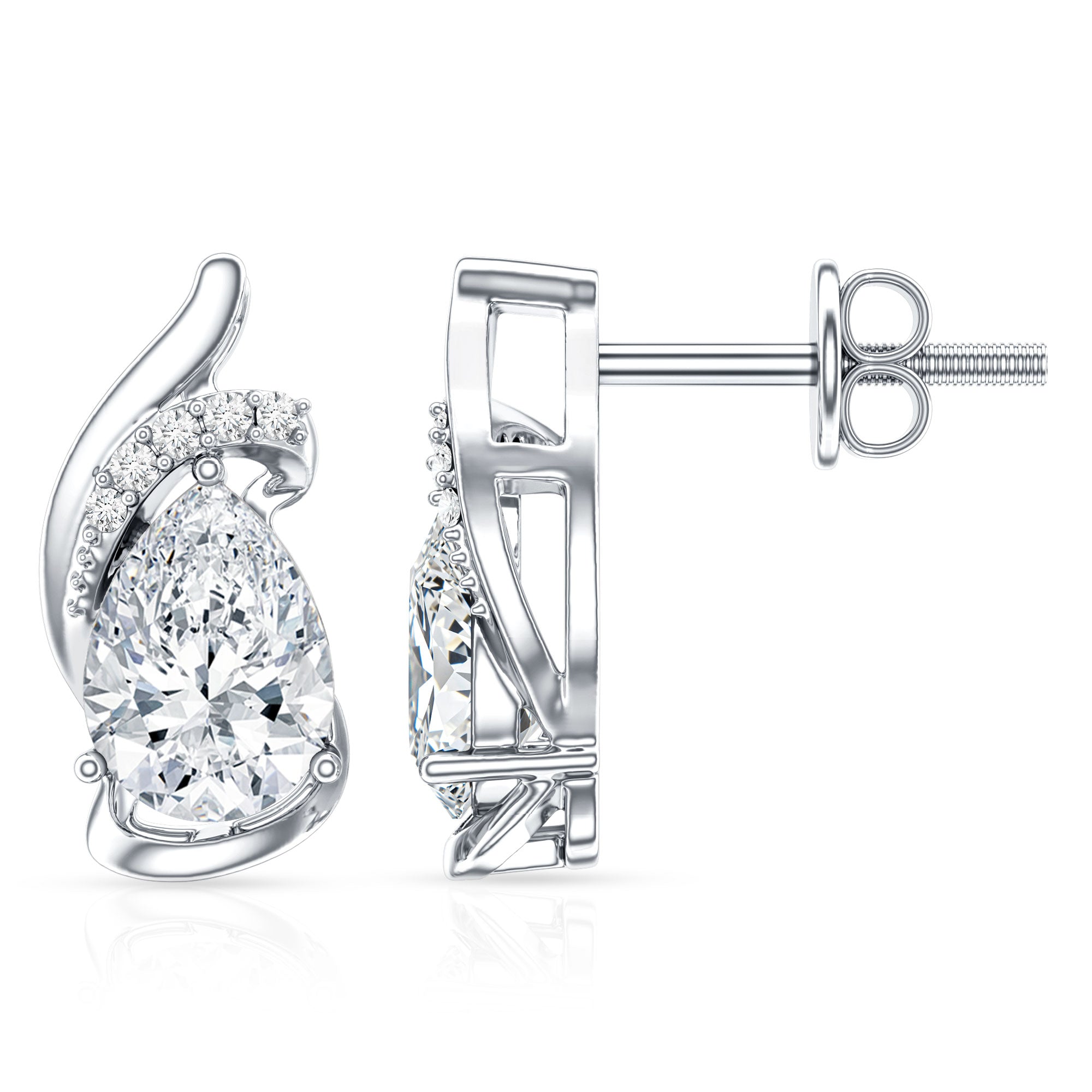 5X7 MM Certified Lab Grown Diamond Teardrop Stud Earrings Lab - ( EF-VS ) - Rosec Jewels