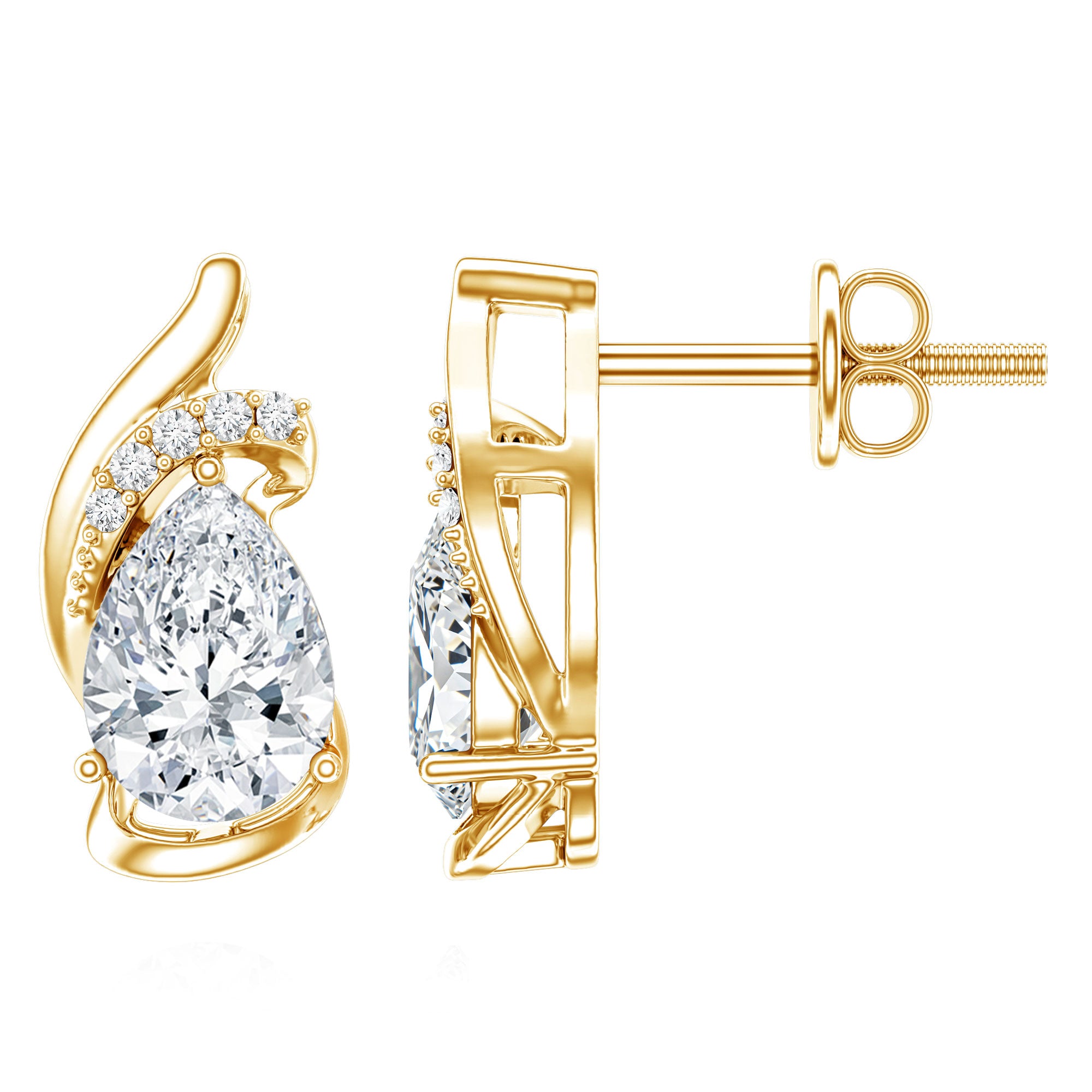 5X7 MM Certified Lab Grown Diamond Teardrop Stud Earrings Lab - ( EF-VS ) - Rosec Jewels
