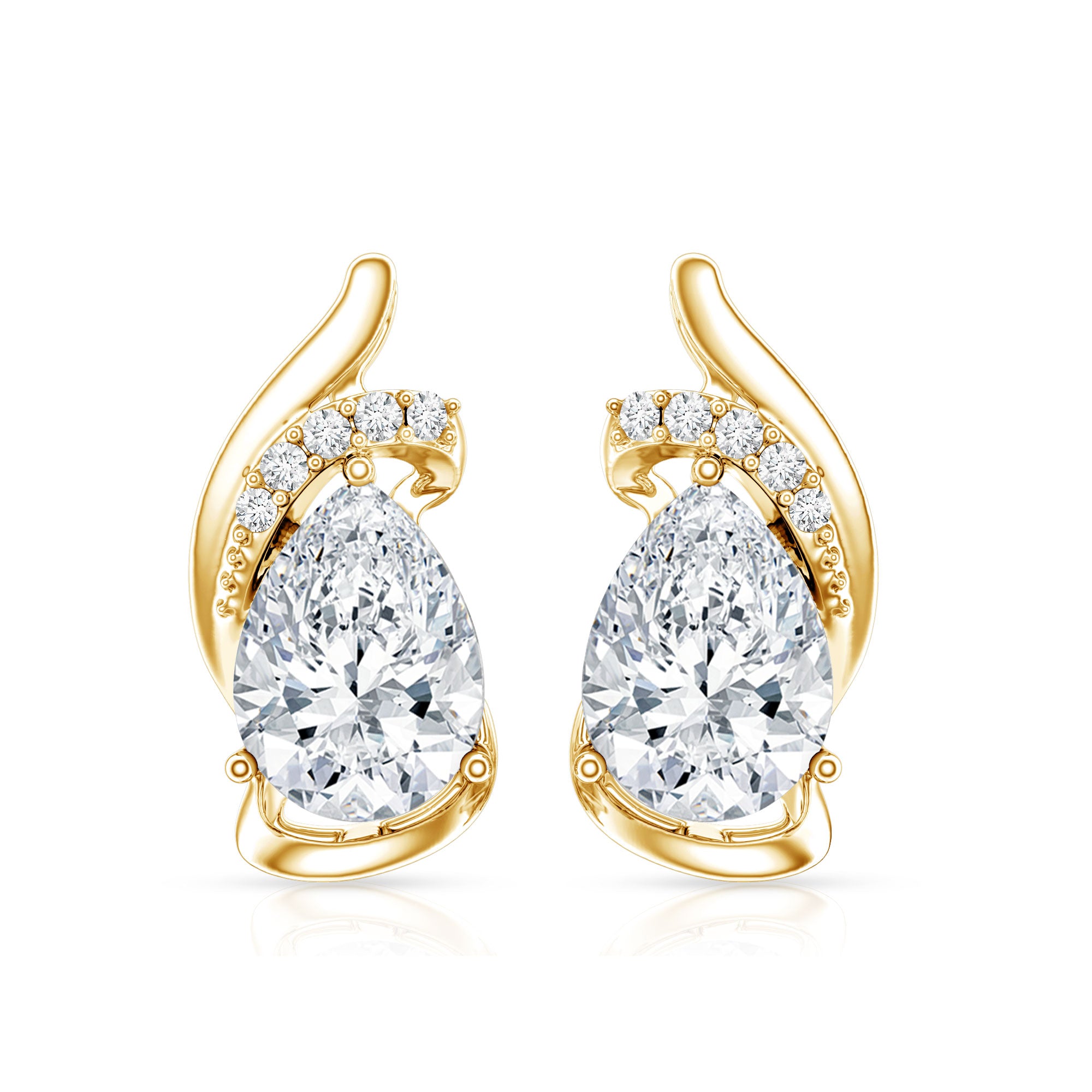 5X7 MM Certified Lab Grown Diamond Teardrop Stud Earrings Lab - ( EF-VS ) - Rosec Jewels