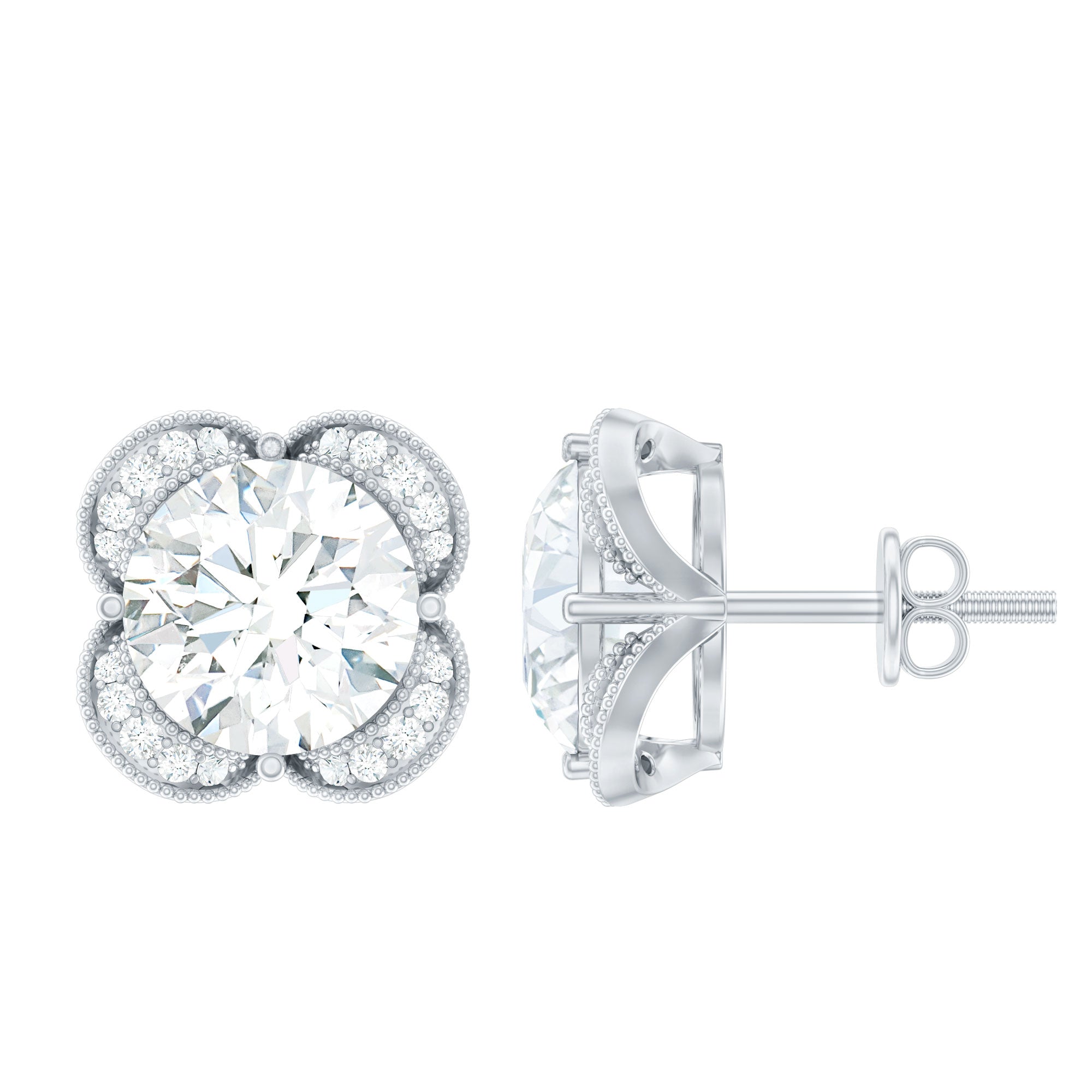 Certified 8 MM Lab Grown Diamond 4 Prong Stud Earrings