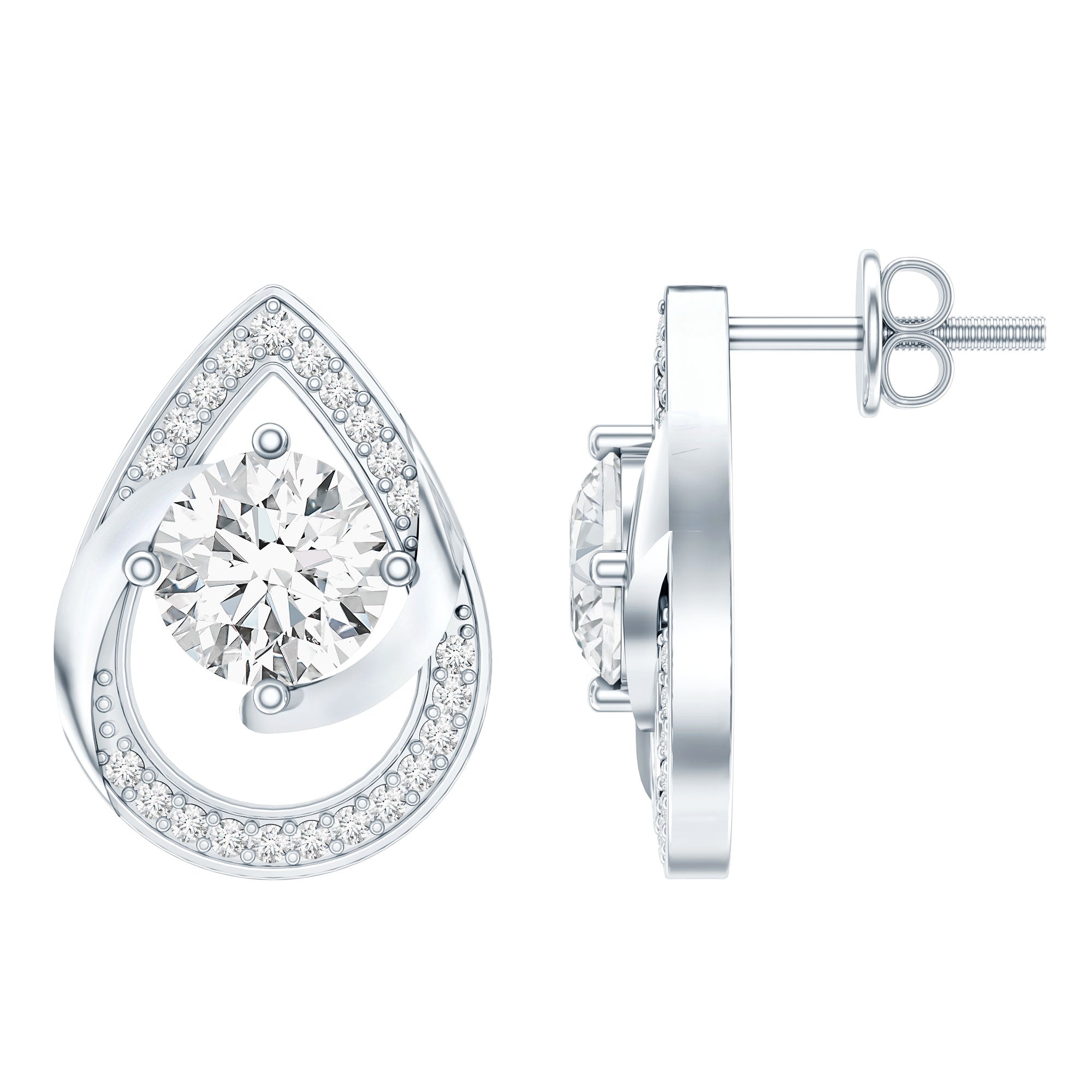 Certified 6 MM Lab Grown Diamond Teardrop Stud Earrings