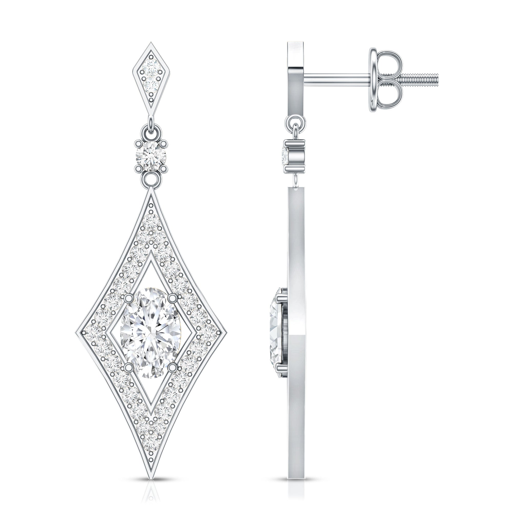 Certified Lab Grown Diamond Dangle Long Earrings Lab - ( EF-VS ) - Rosec Jewels