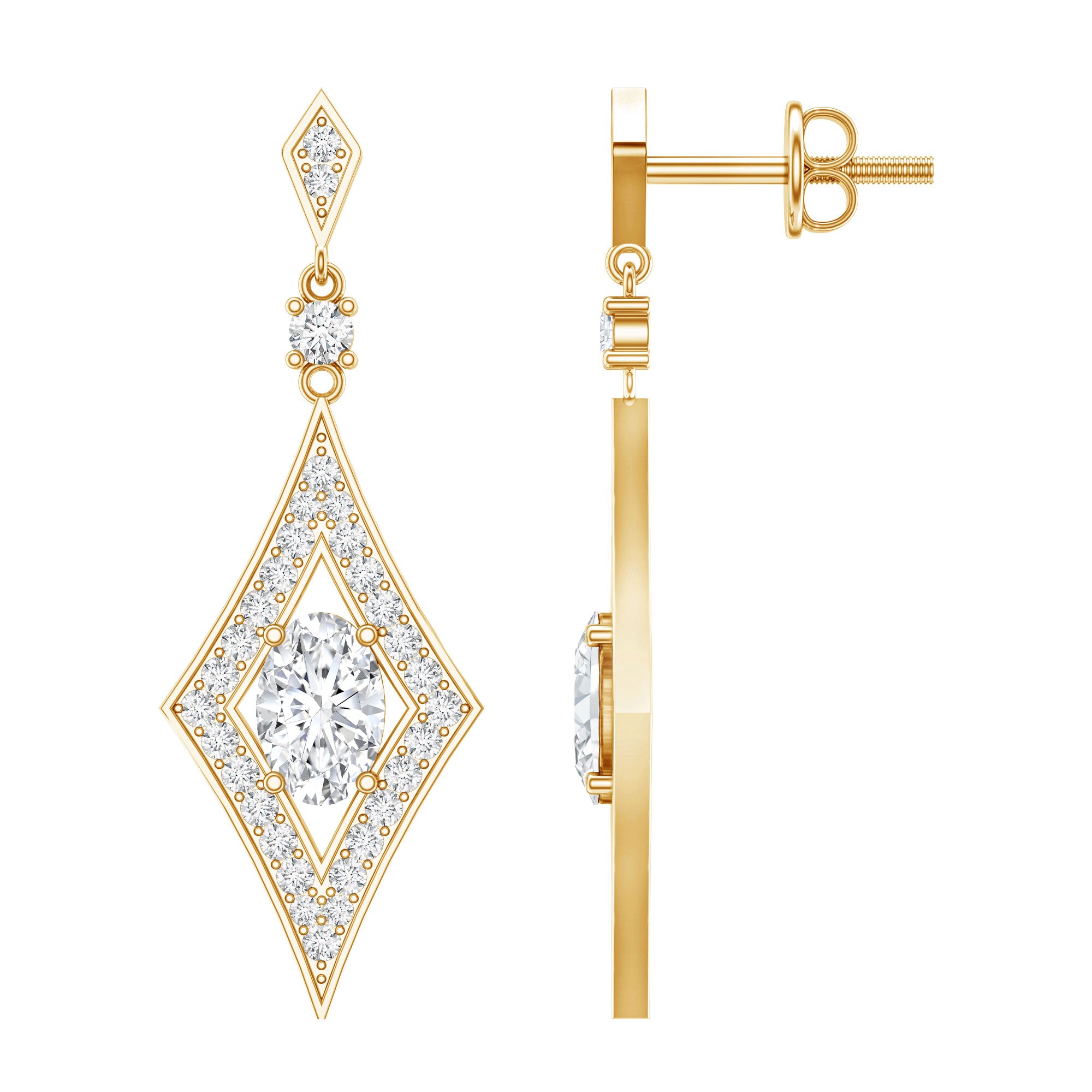 Certified Lab Grown Diamond Dangle Long Earrings Lab - ( EF-VS ) - Rosec Jewels