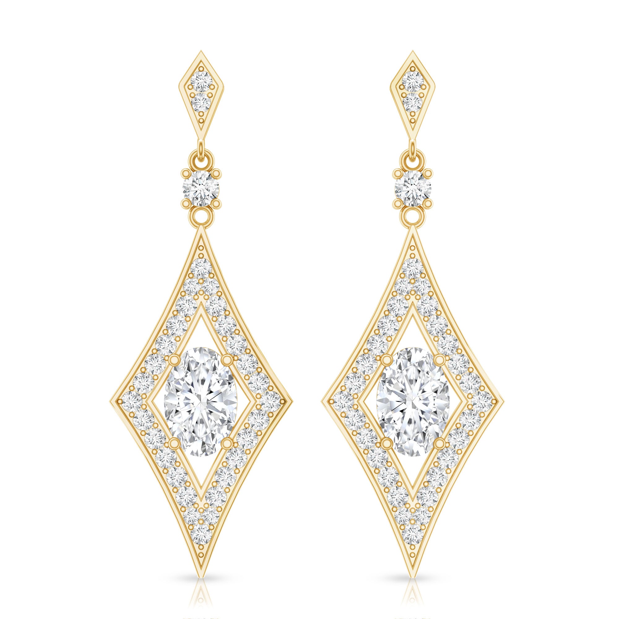 Certified Lab Grown Diamond Dangle Long Earrings Lab - ( EF-VS ) - Rosec Jewels