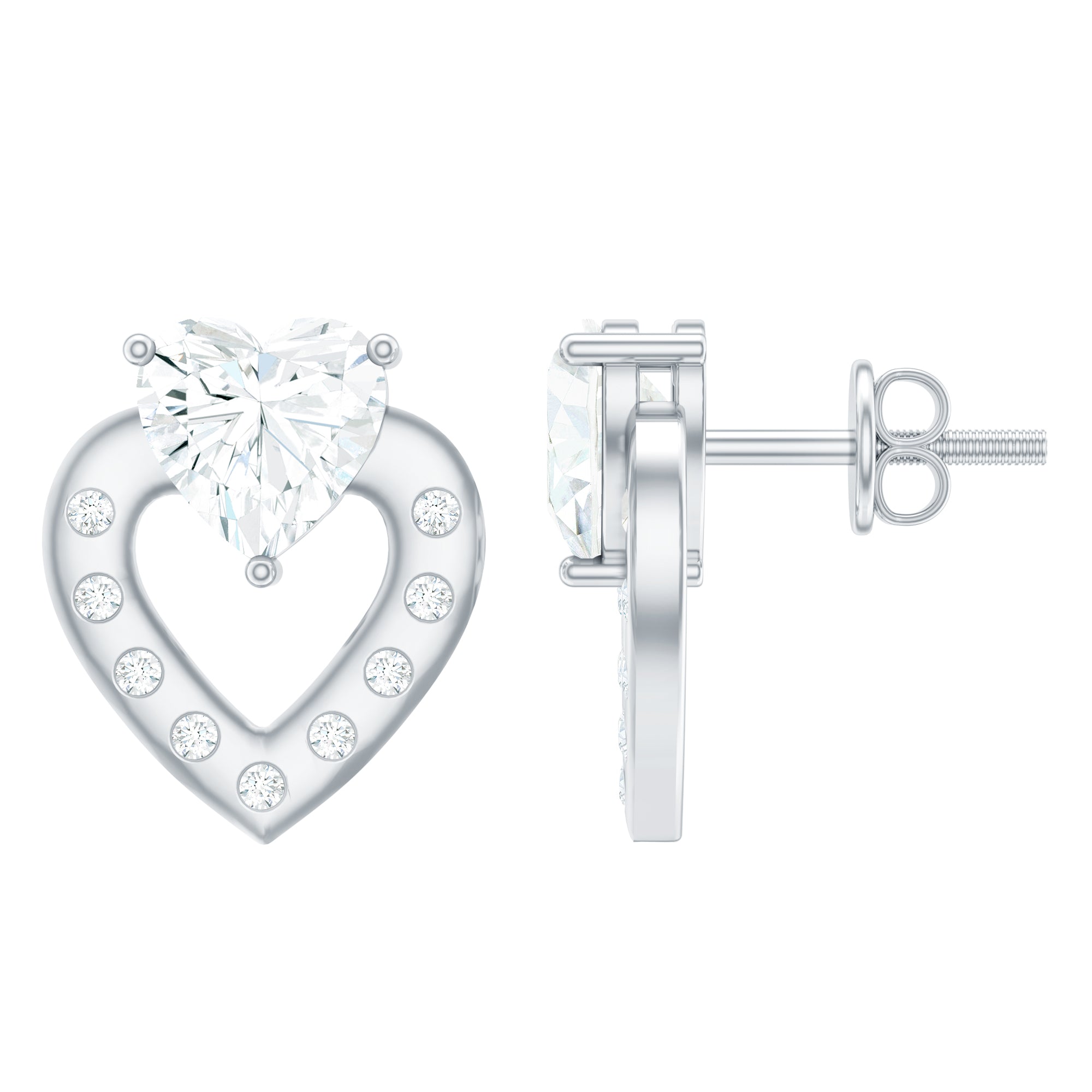 6 MM Lab Grown Diamond Heart Studs For Her