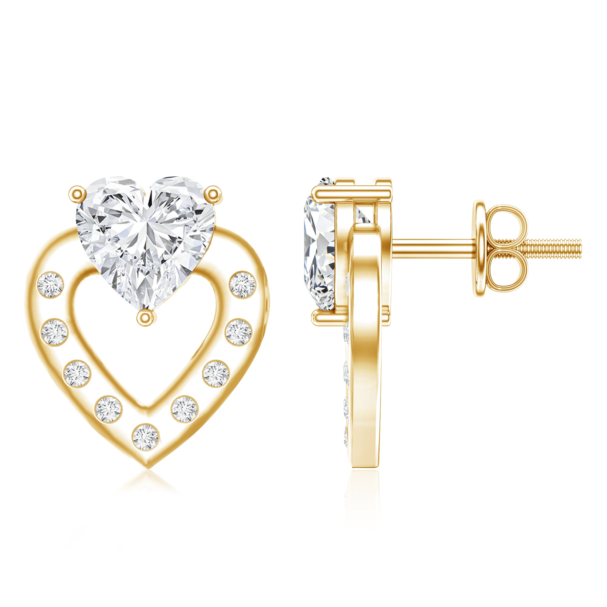 6 MM Lab Grown Diamond Heart Studs For Her Lab - ( EF-VS ) - Rosec Jewels