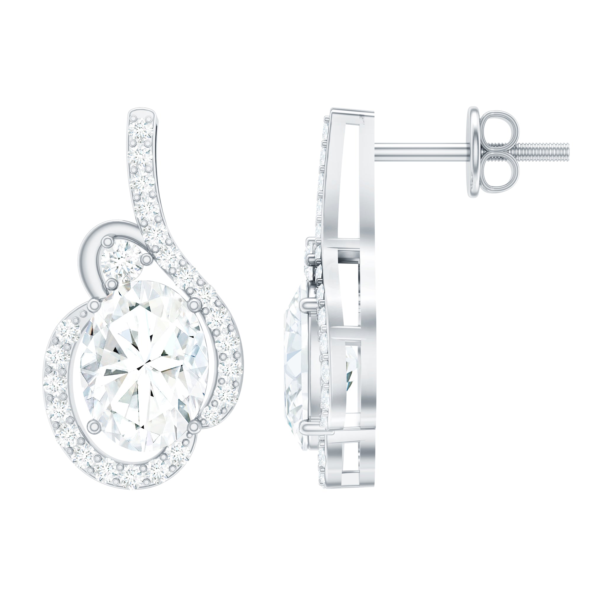 Certified 6X8 MM Oval Lab Grown Diamond Designer Stud Earrings