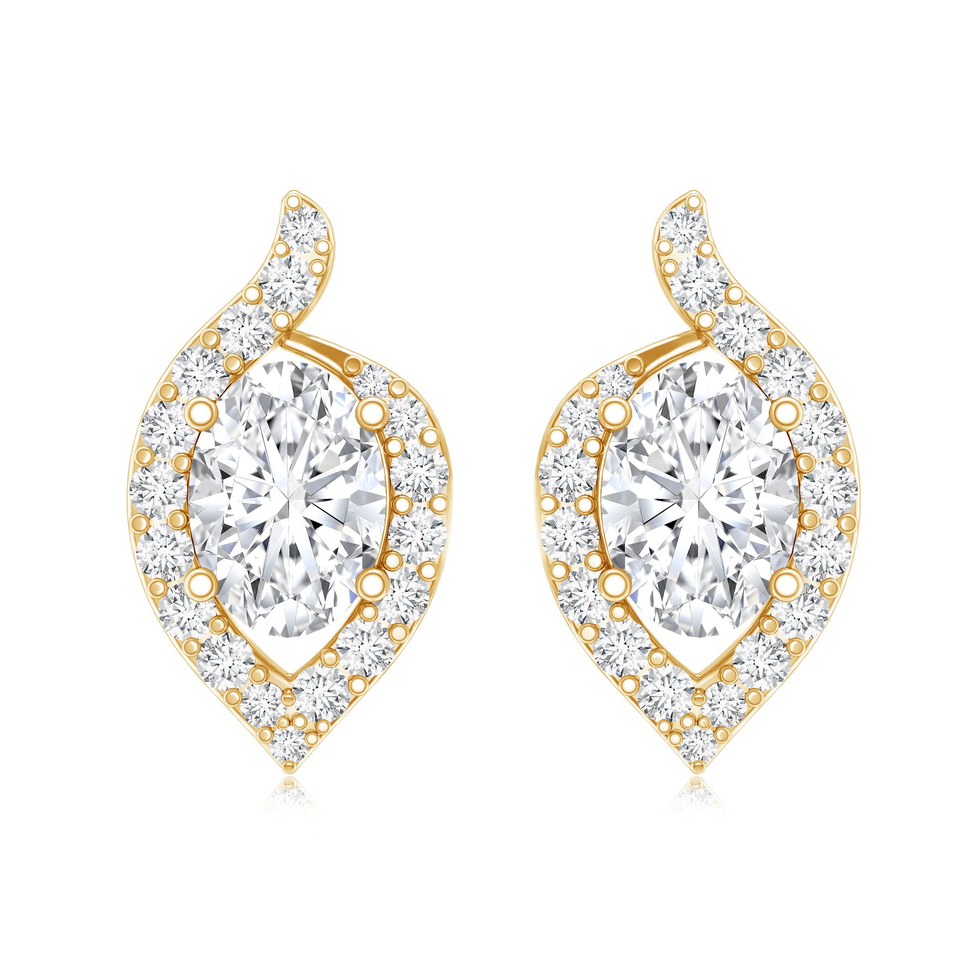 Certified 5X7 MM Oval Lab Grown Diamond Stud Earrings For Women Lab - ( EF-VS ) - Rosec Jewels