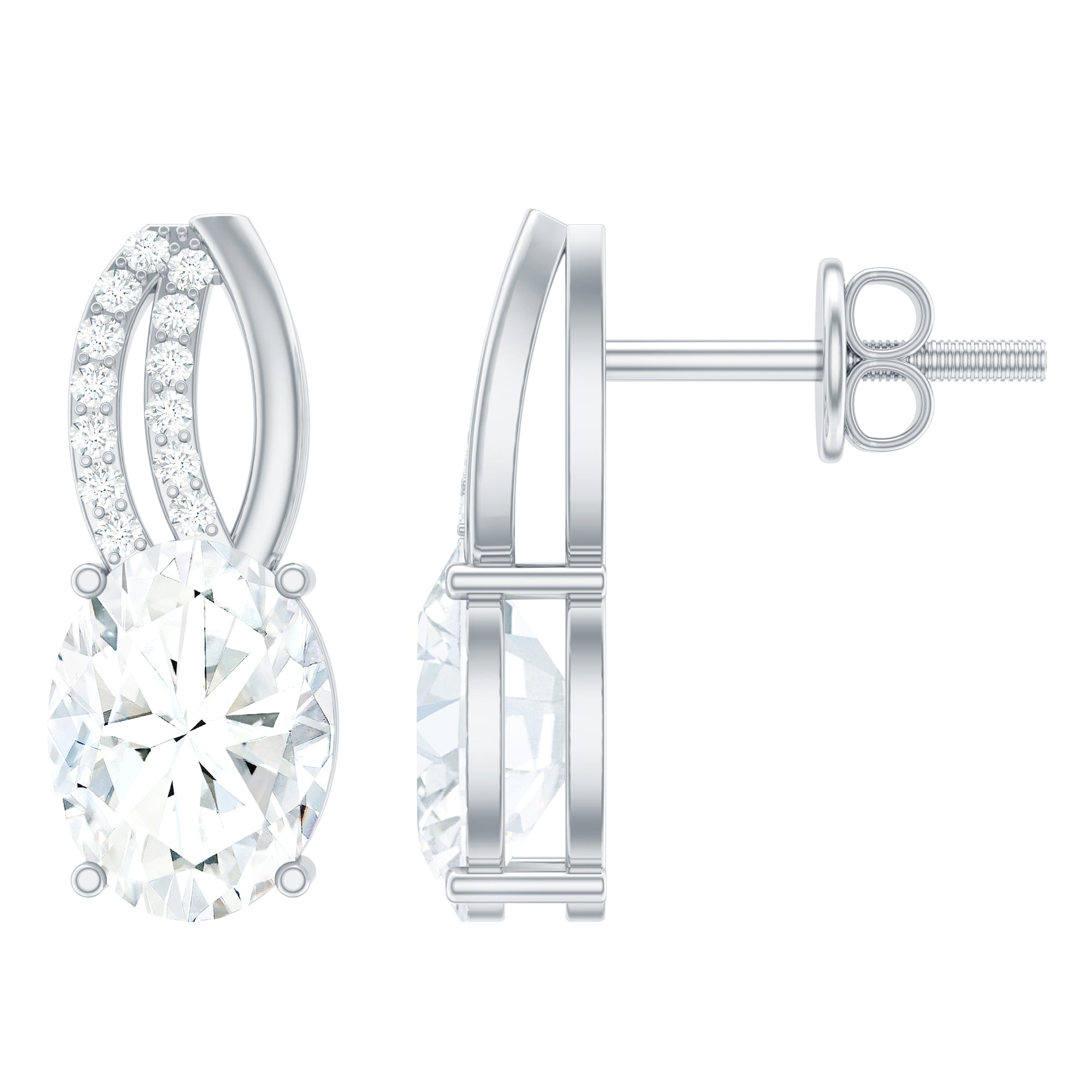 6X8 MM Oval Lab Grown Diamond Designer Studs For Women