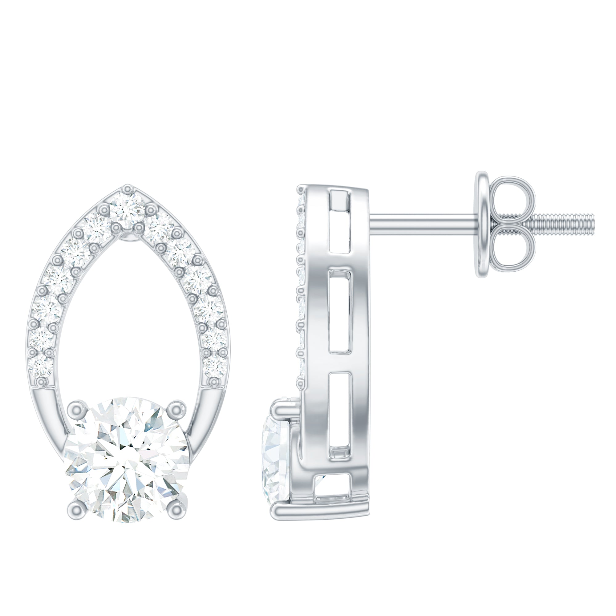 Certified 5 MM Lab Grown Diamond Leaf Stud Earrings