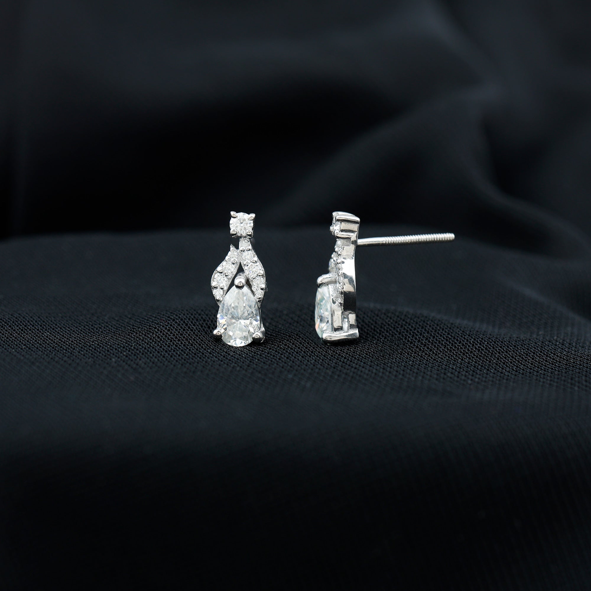 Certified Lab Grown Diamond Teardrop Stud Earrings Lab - ( EF-VS ) - Rosec Jewels