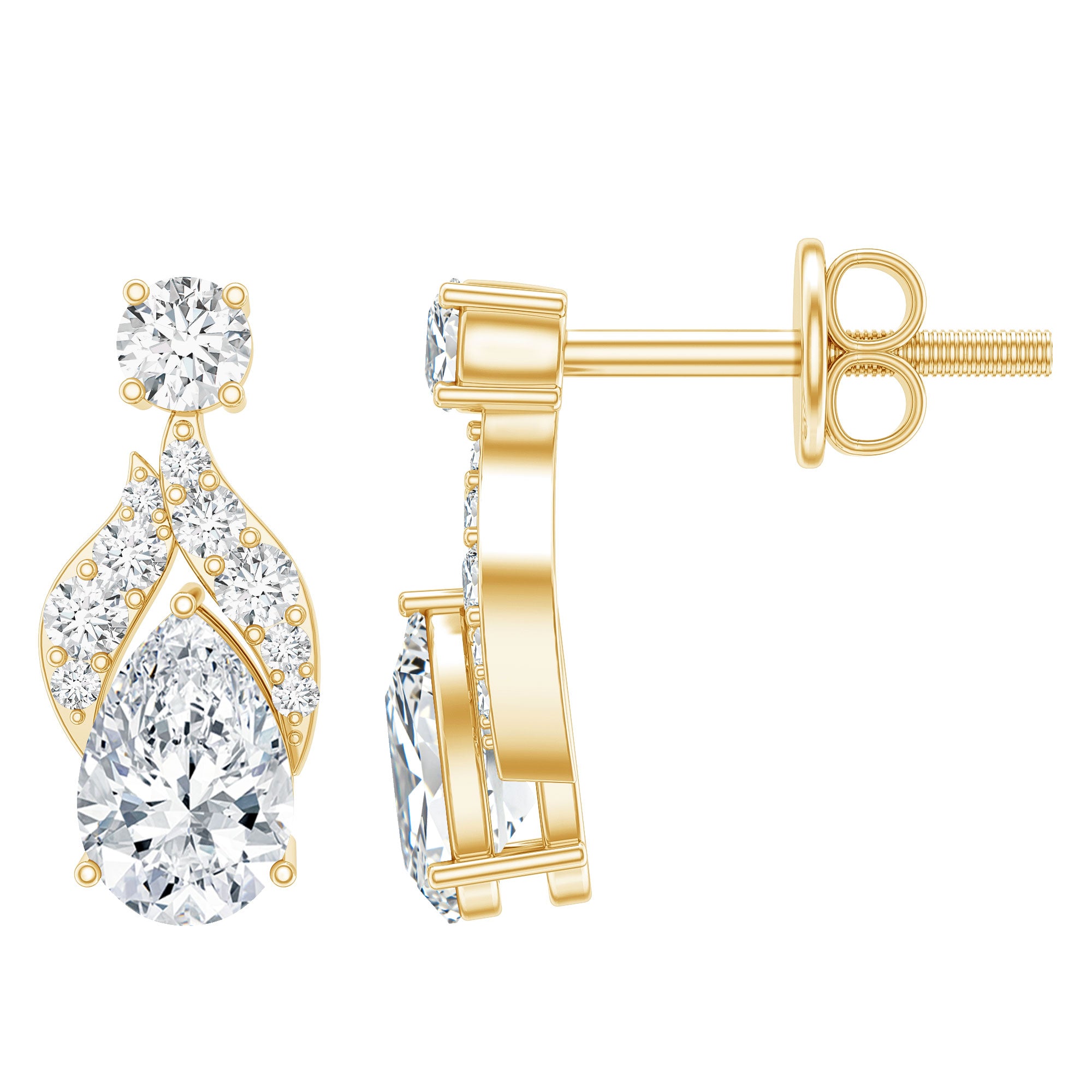 Certified Lab Grown Diamond Teardrop Stud Earrings Lab - ( EF-VS ) - Rosec Jewels