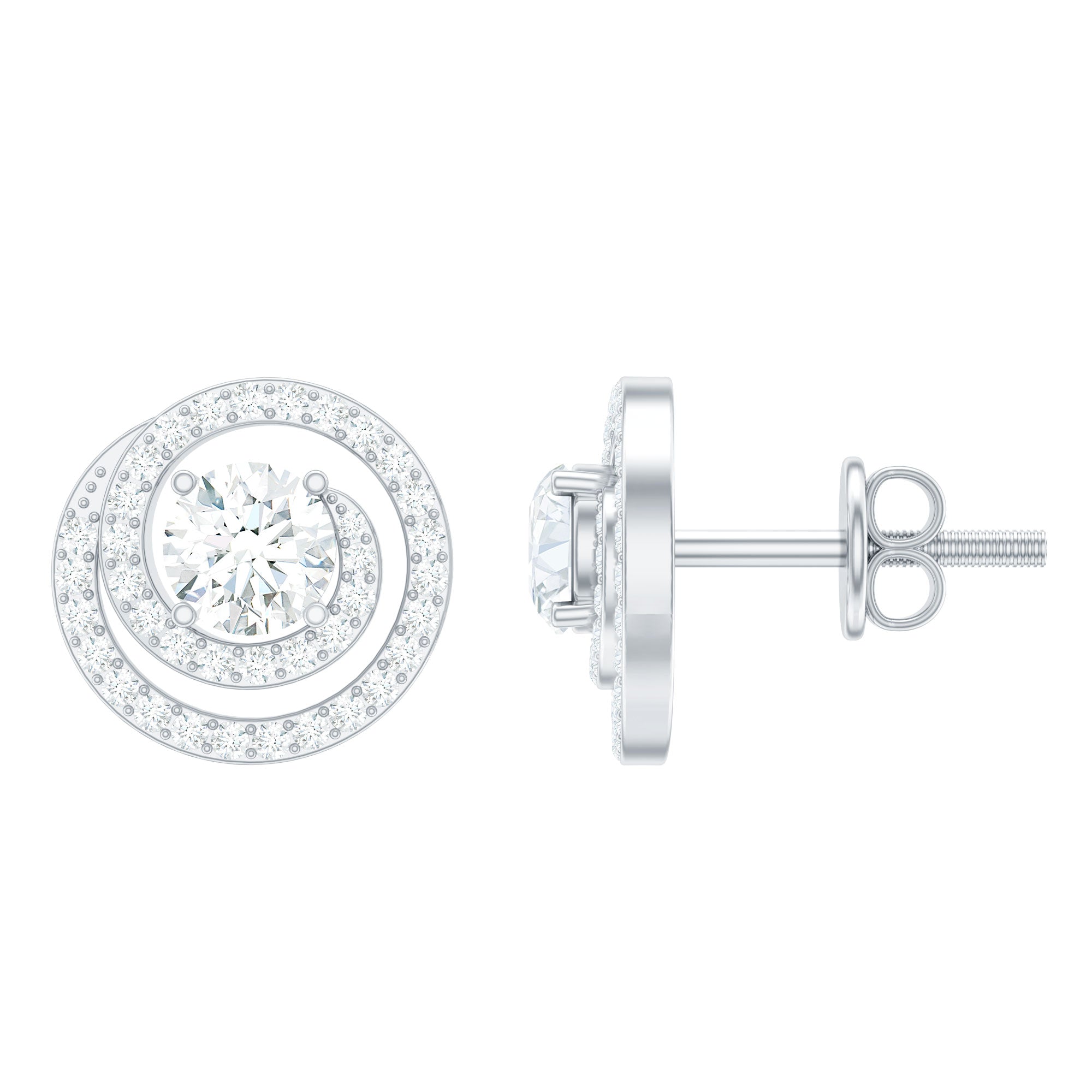 Lab Grown Diamond Swirl Stud Earrings With Screw Back