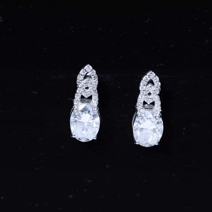 6X8 MM Oval Lab Grown Diamond Designer Stud Earrings Lab - ( EF-VS ) - Rosec Jewels