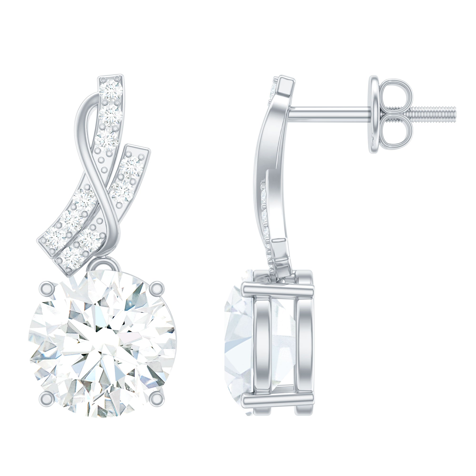 Certified Lab 8 mm Round Diamond Designer Drop Earrings