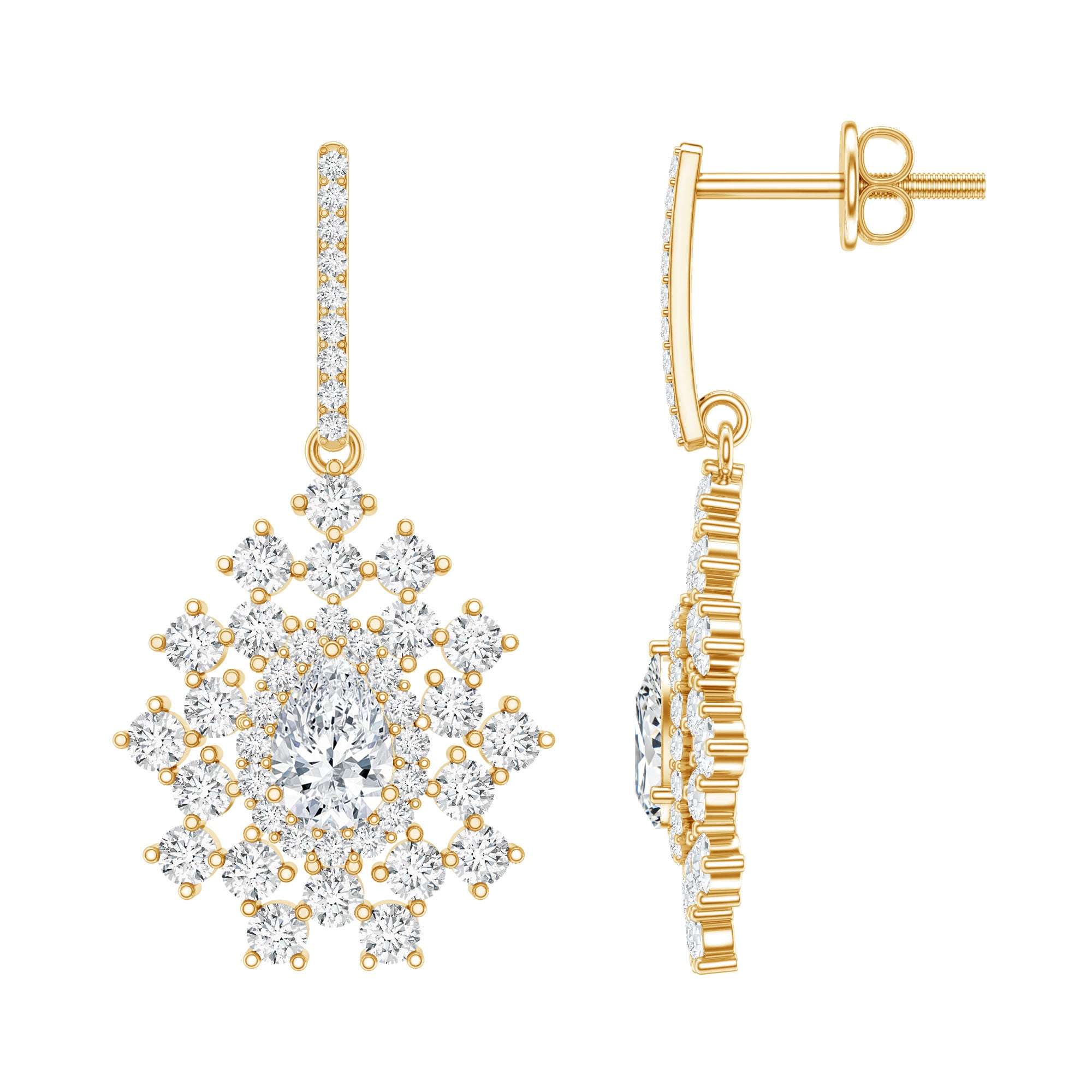 Certified Pear Shape Lab Grown Diamond Bridal Drop Earrings Lab - ( EF-VS ) - Rosec Jewels