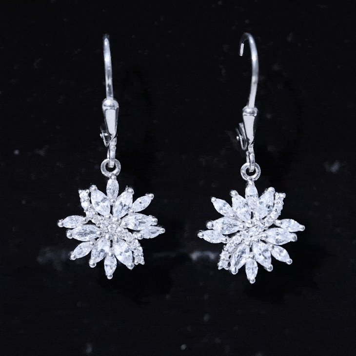 Lab Grown Diamond Flower Hoop Earrings Lab - ( EF-VS ) - Rosec Jewels