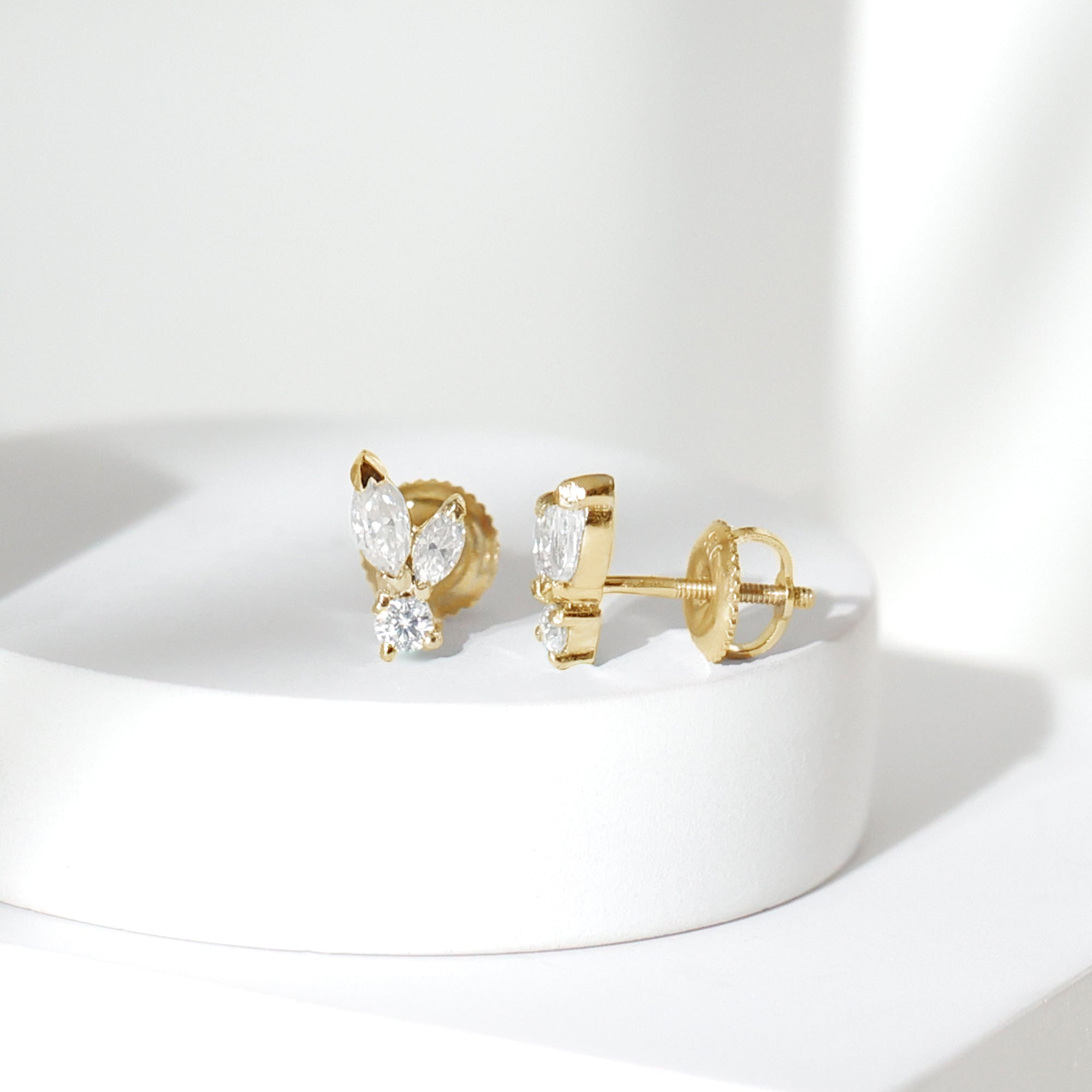 Certified Lab Grown Diamond Everyday Earrings With Screw Back Lab - ( EF-VS ) - Rosec Jewels