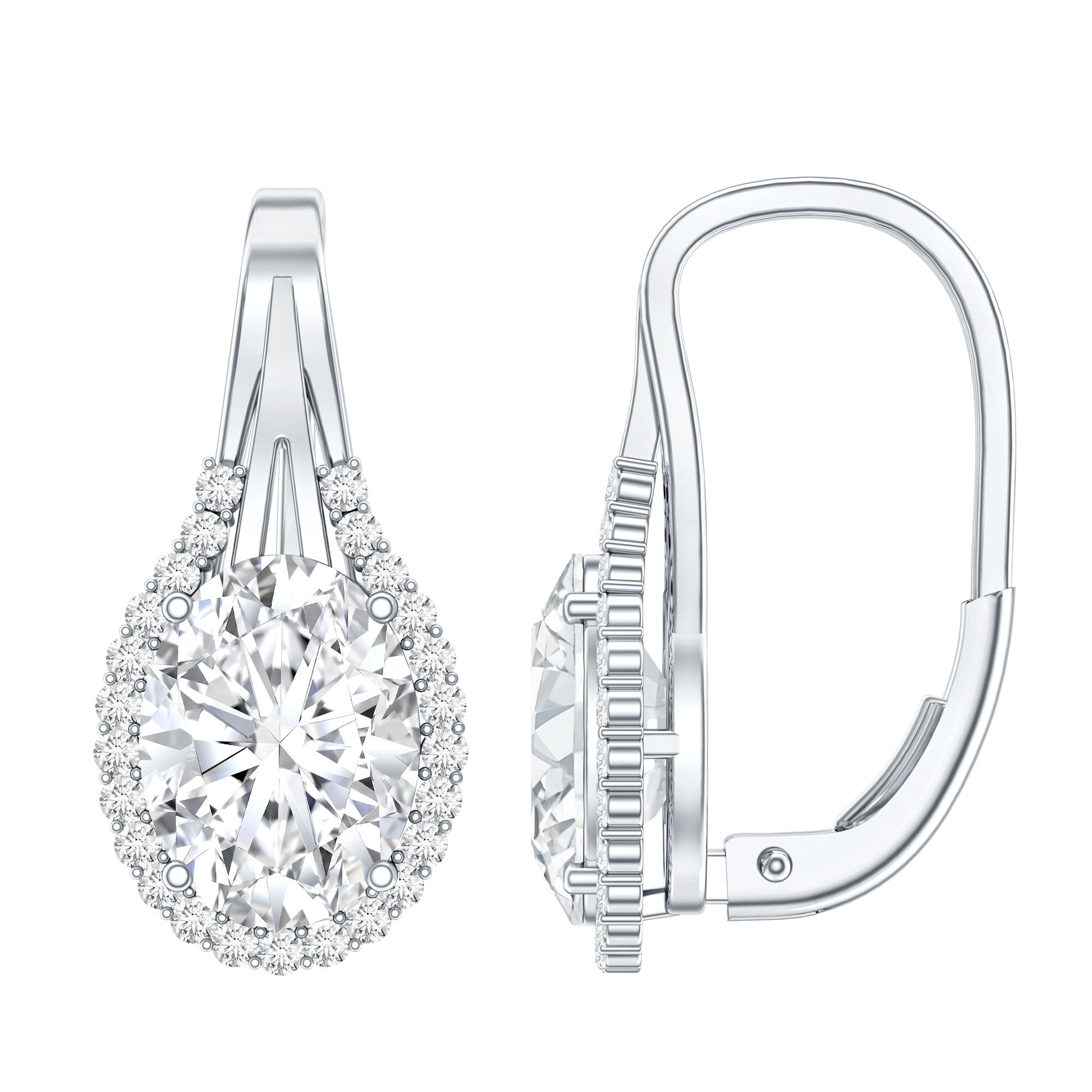 Certified 2 Carat Lab Grown Diamond Halo Designer Earrings Lab - ( EF-VS ) - Rosec Jewels