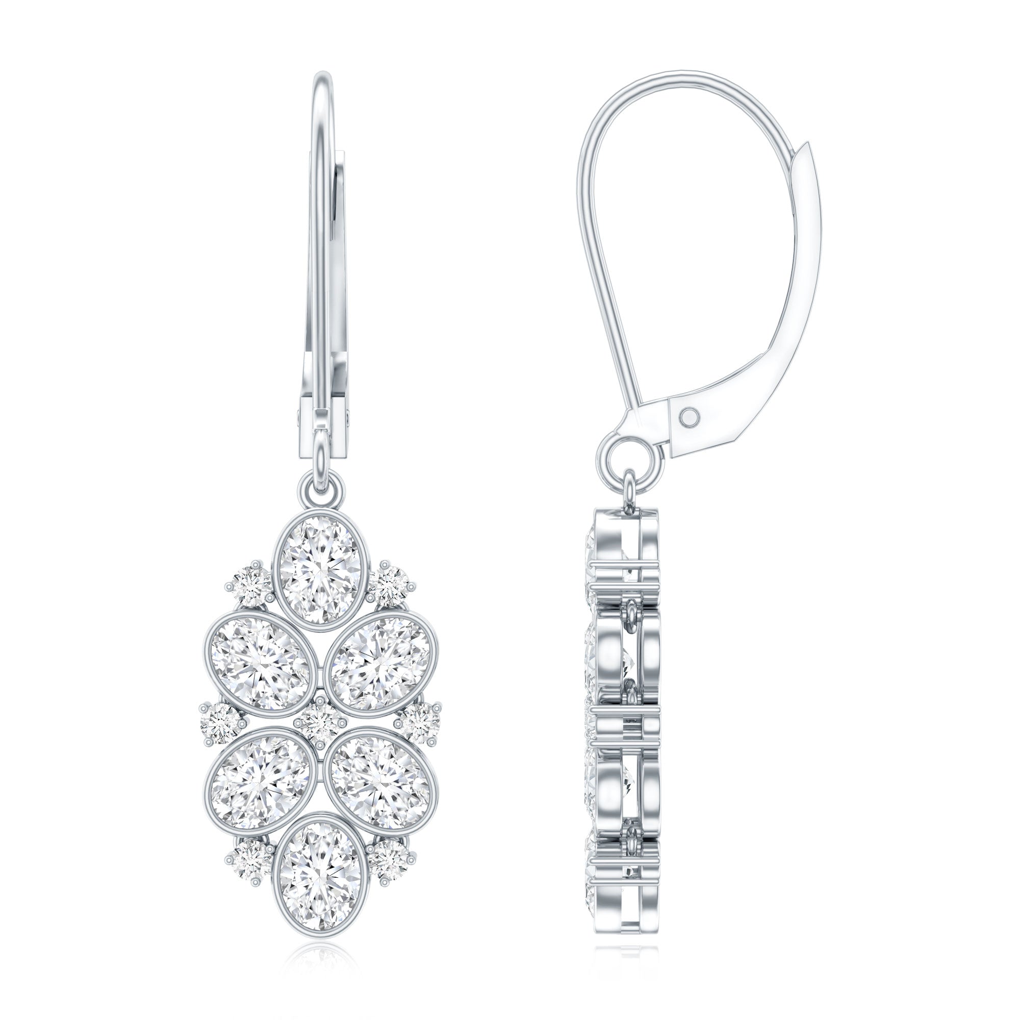 Certified Lab Grown Diamond Designer Drop Earrings Lab - ( EF-VS ) - Rosec Jewels
