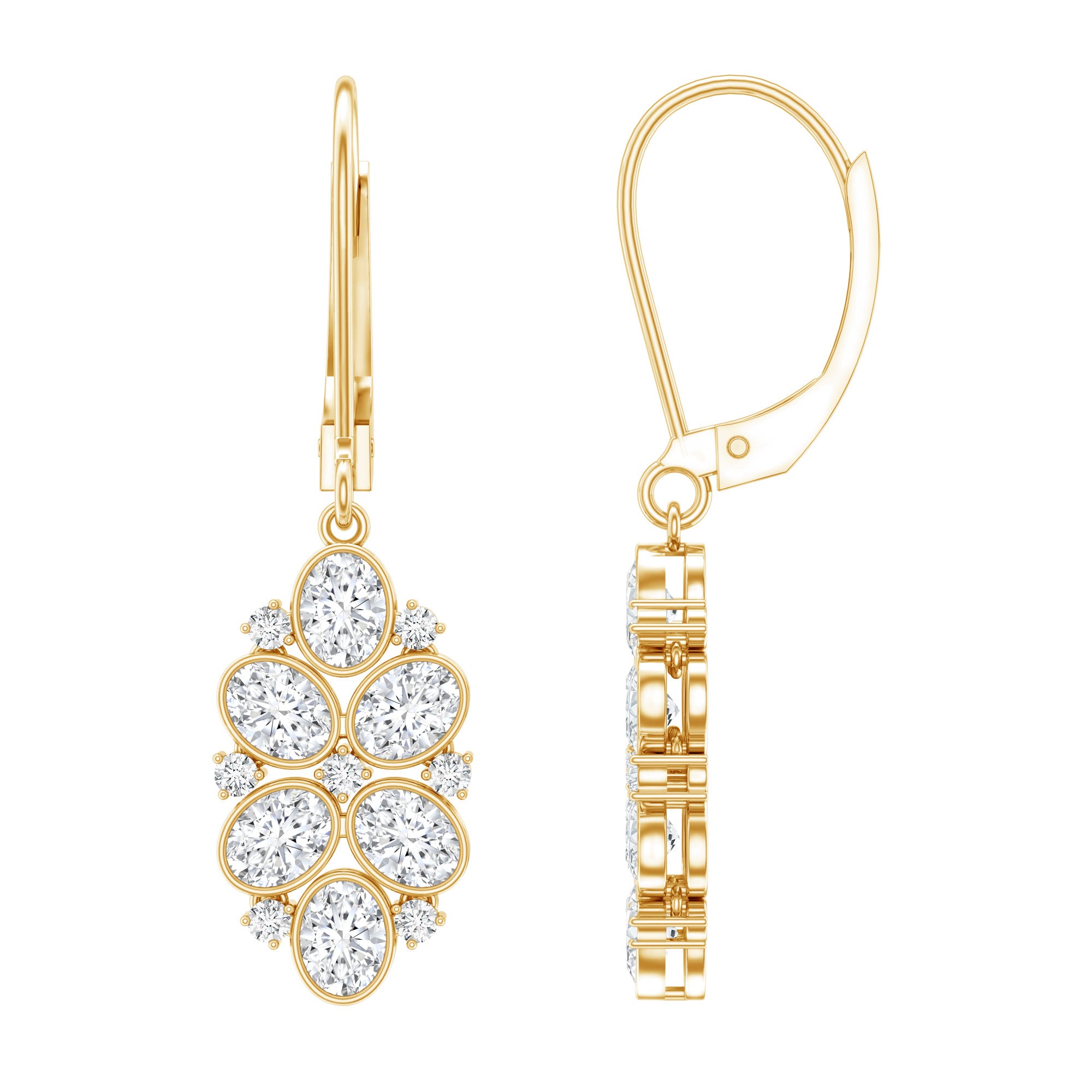 Certified Lab Grown Diamond Designer Drop Earrings Lab - ( EF-VS ) - Rosec Jewels