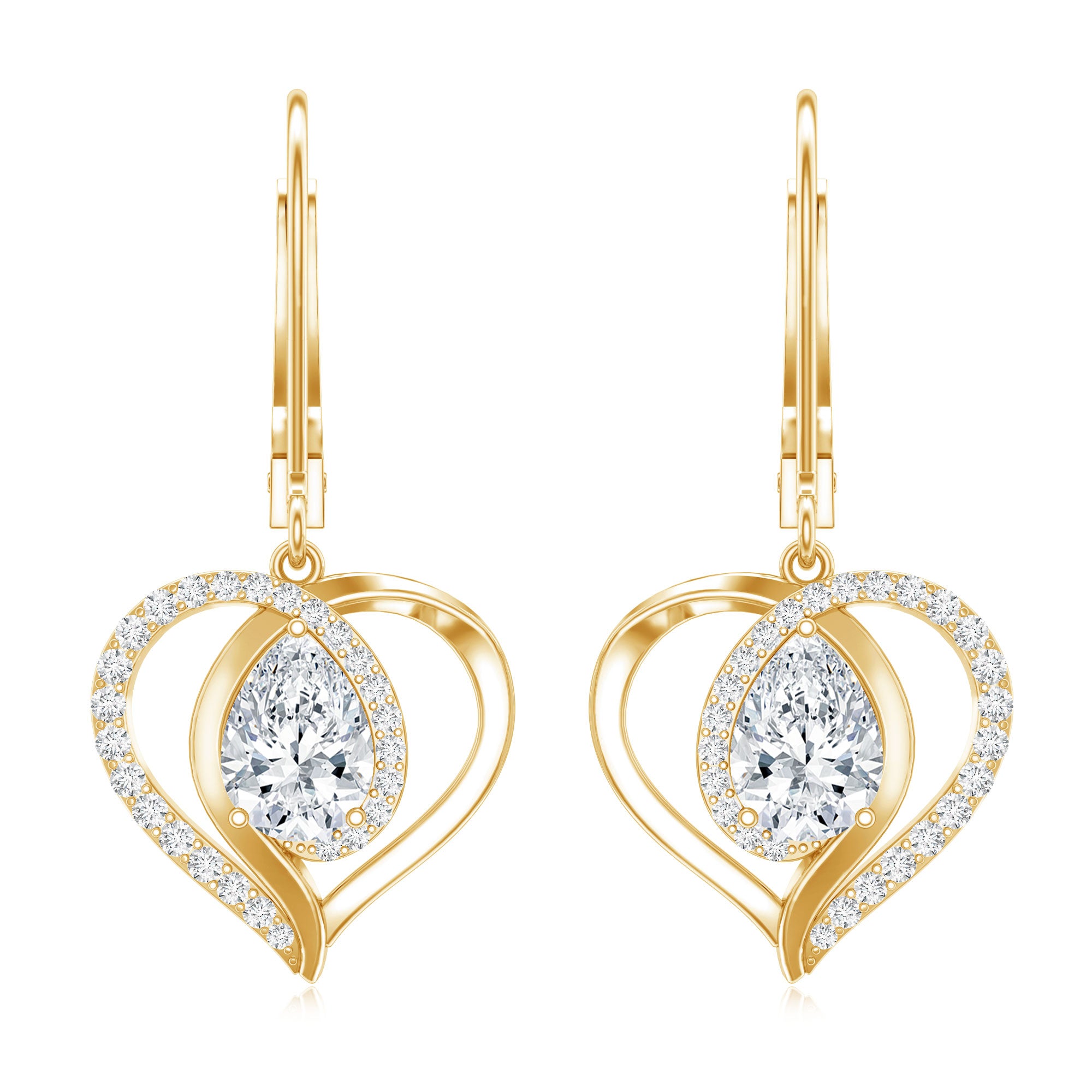 Certified 5X7MM Pear Lab Grown Diamond Heart Drop Earrings Lab - ( EF-VS ) - Rosec Jewels