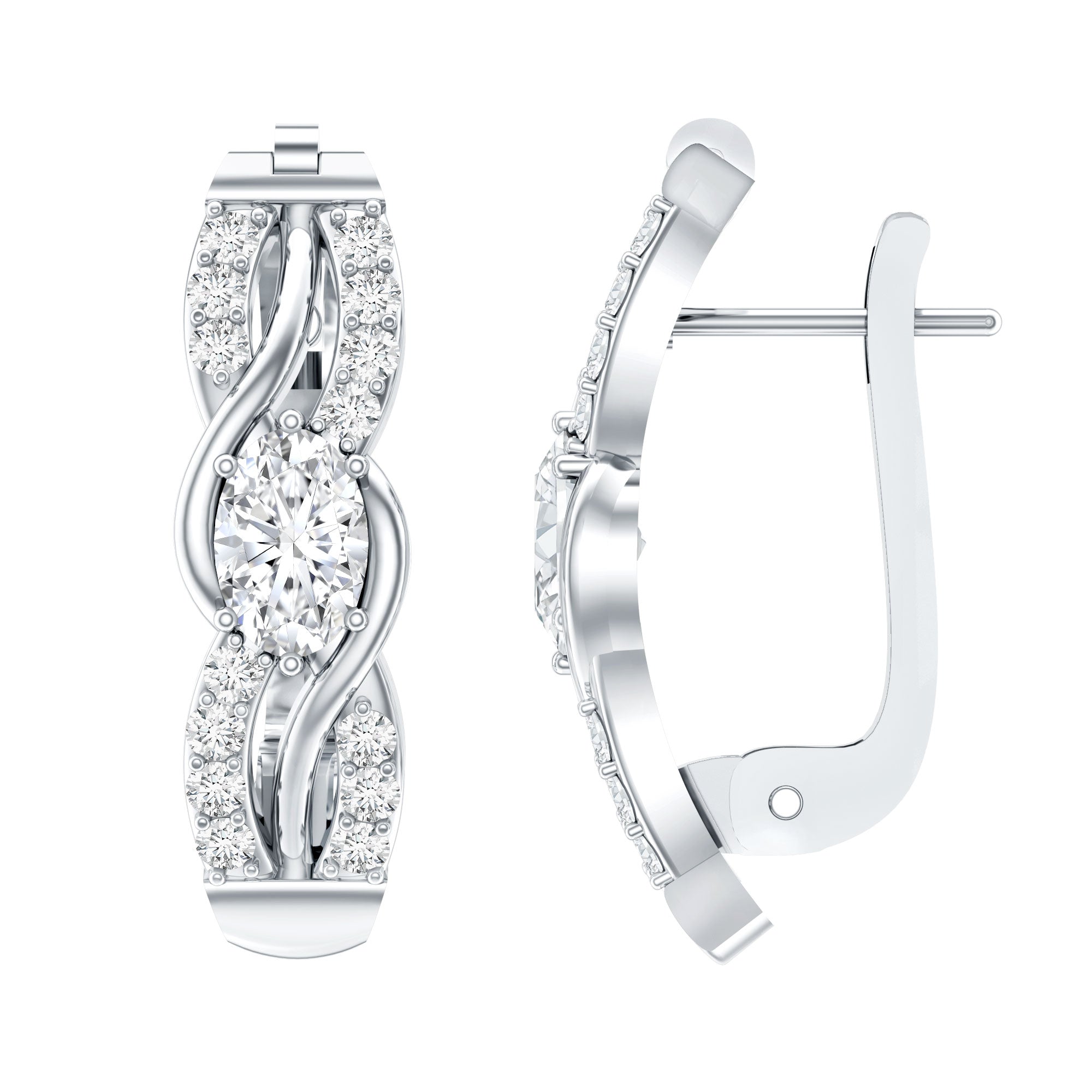 Certified Lab 4X6 mm Oval Diamond Infinity Earrings Lab - ( EF-VS ) - Rosec Jewels