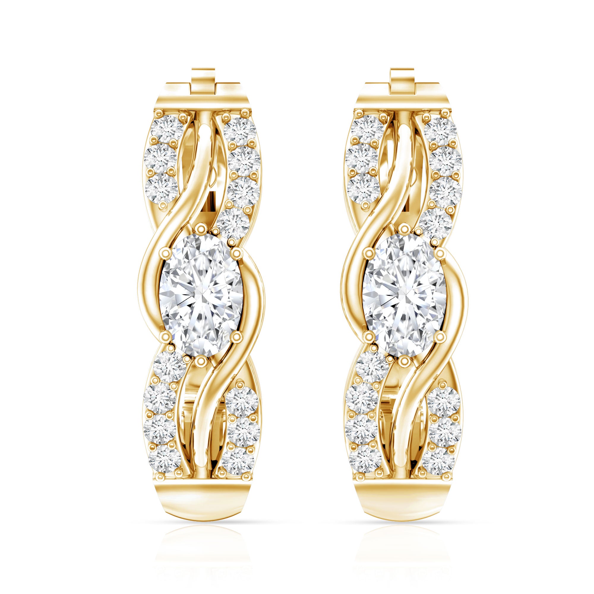 Certified Lab 4X6 mm Oval Diamond Infinity Earrings Lab - ( EF-VS ) - Rosec Jewels
