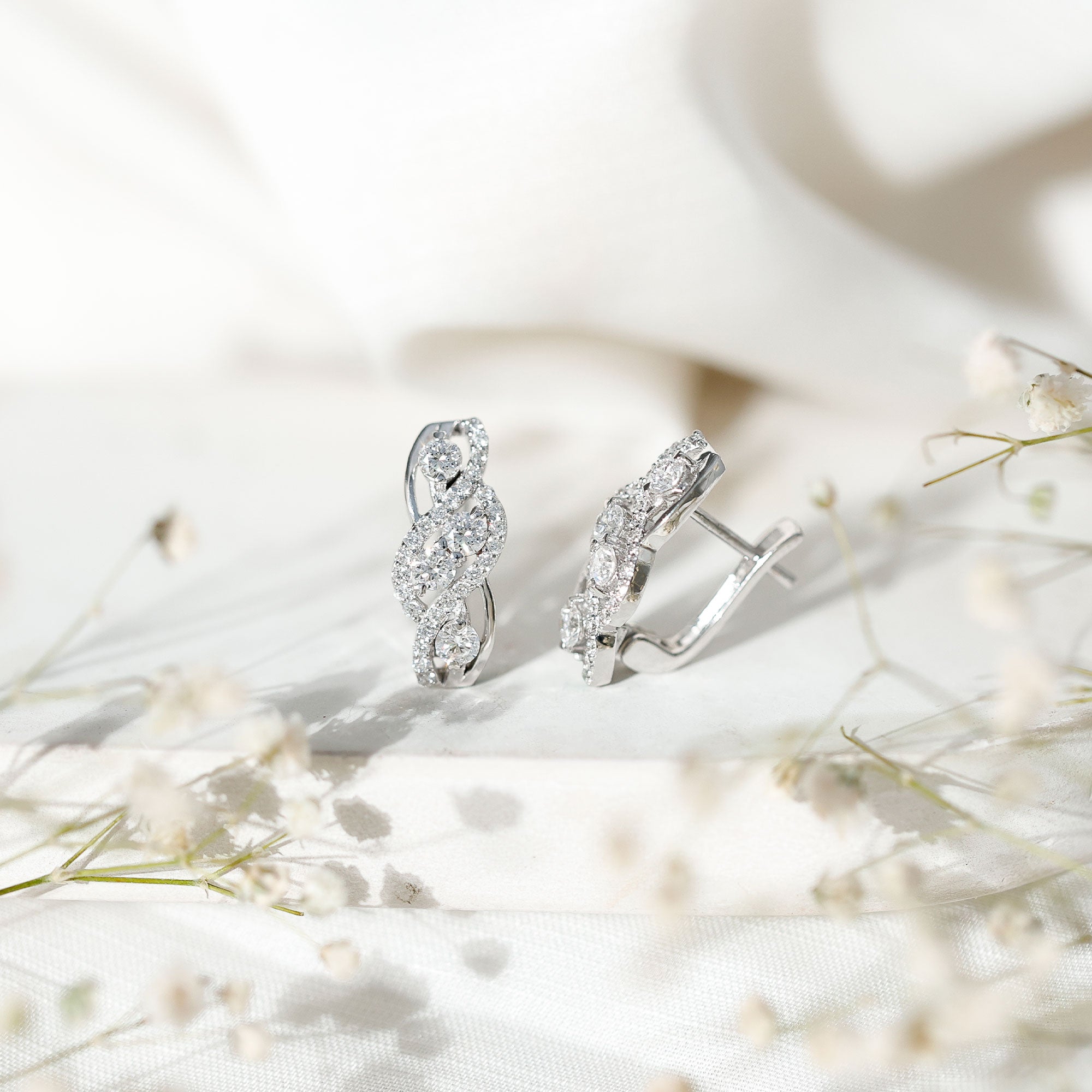 Lab Grown Diamond Infinity Earrings For Women Lab - ( EF-VS ) - Rosec Jewels