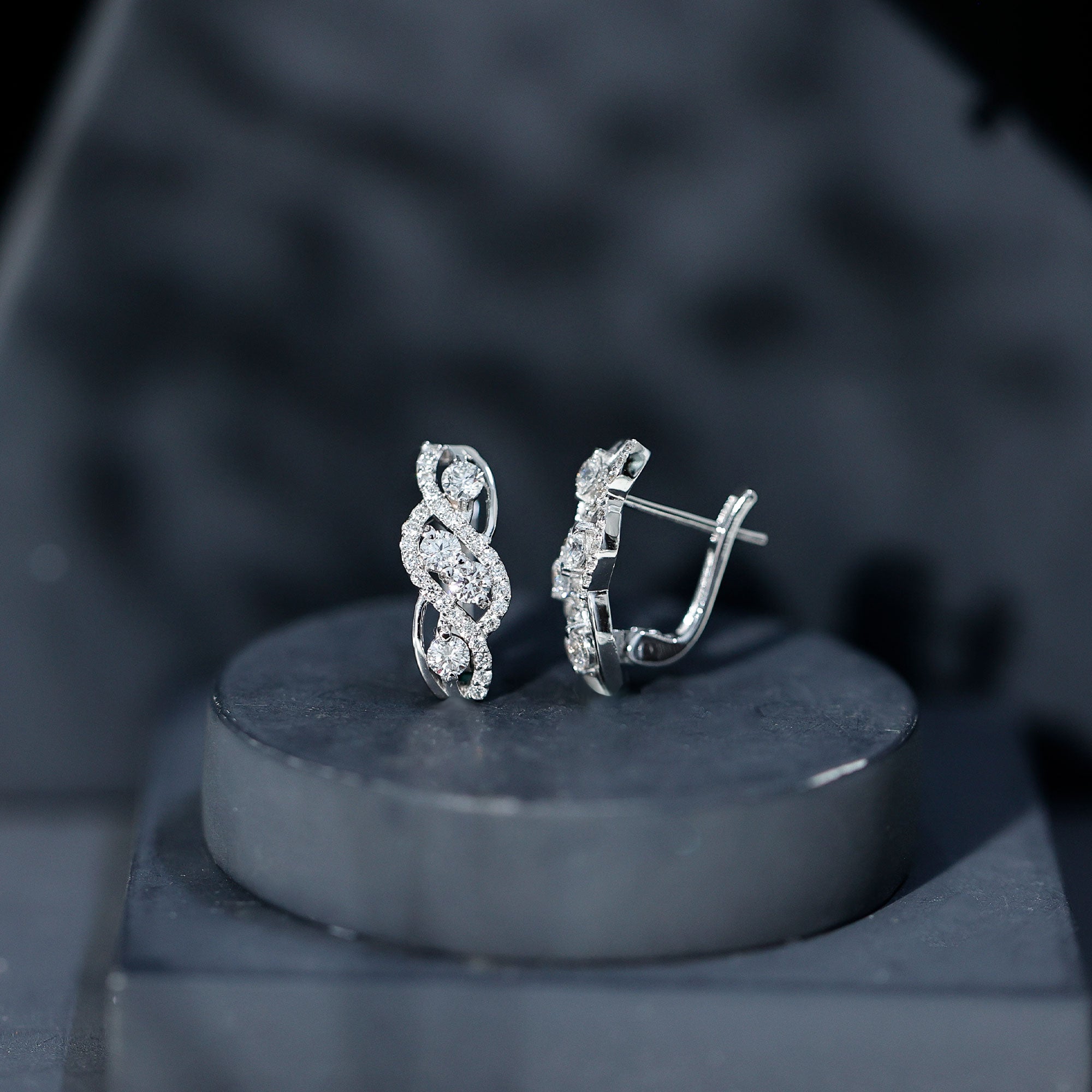 Lab Grown Diamond Infinity Earrings For Women Lab - ( EF-VS ) - Rosec Jewels