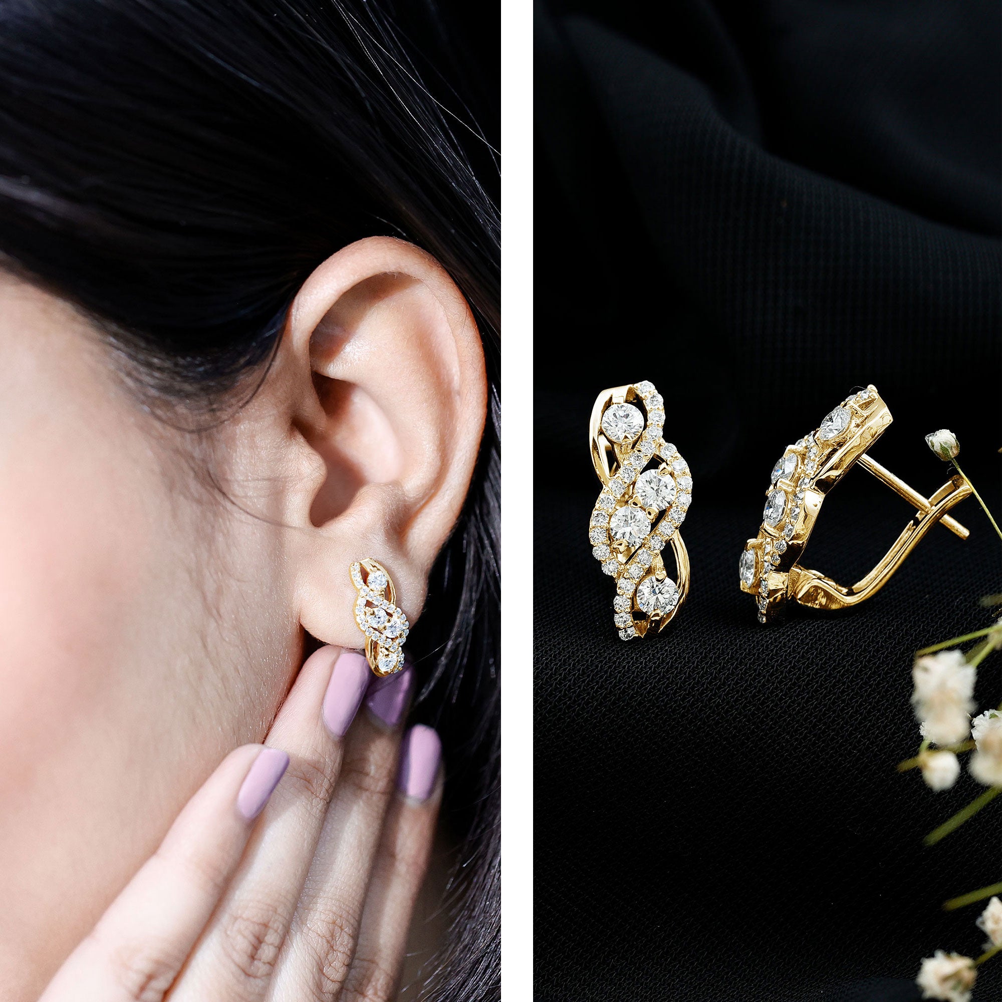 Lab Grown Diamond Infinity Earrings For Women Lab - ( EF-VS ) - Rosec Jewels