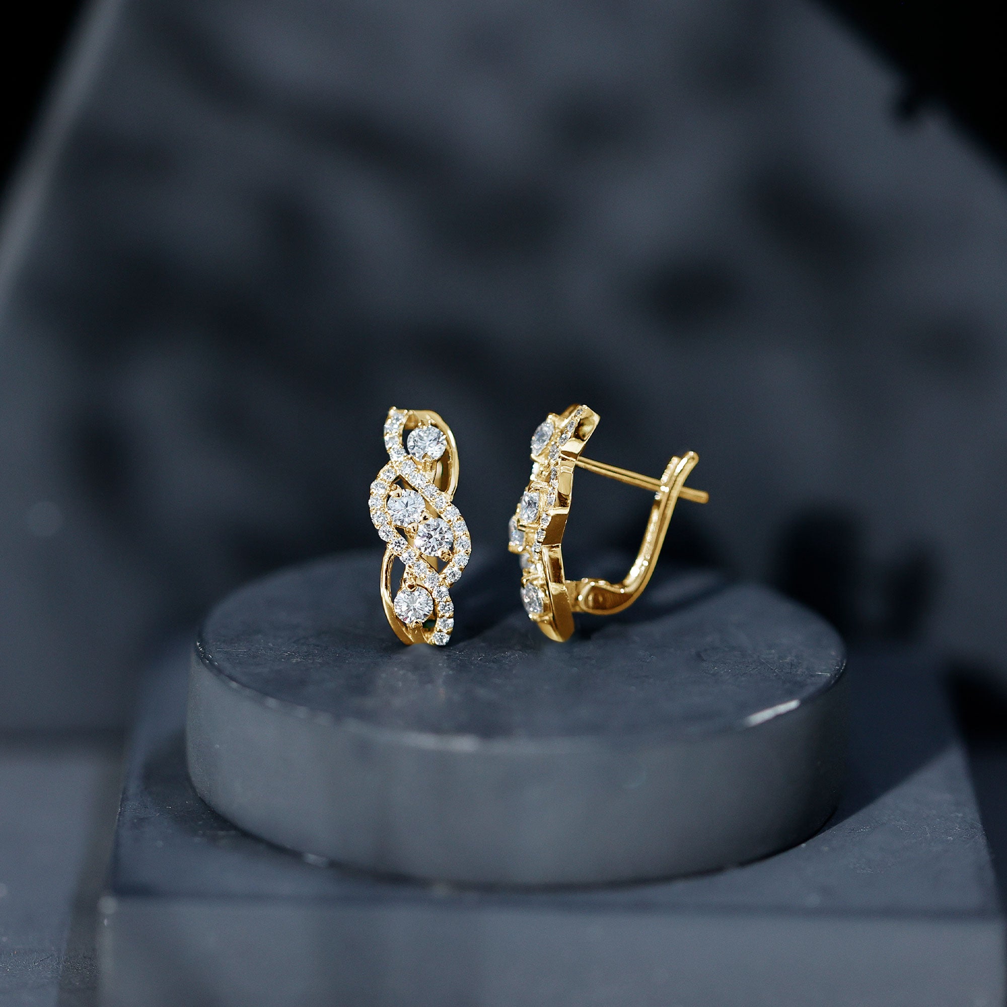 Lab Grown Diamond Infinity Earrings For Women Lab - ( EF-VS ) - Rosec Jewels