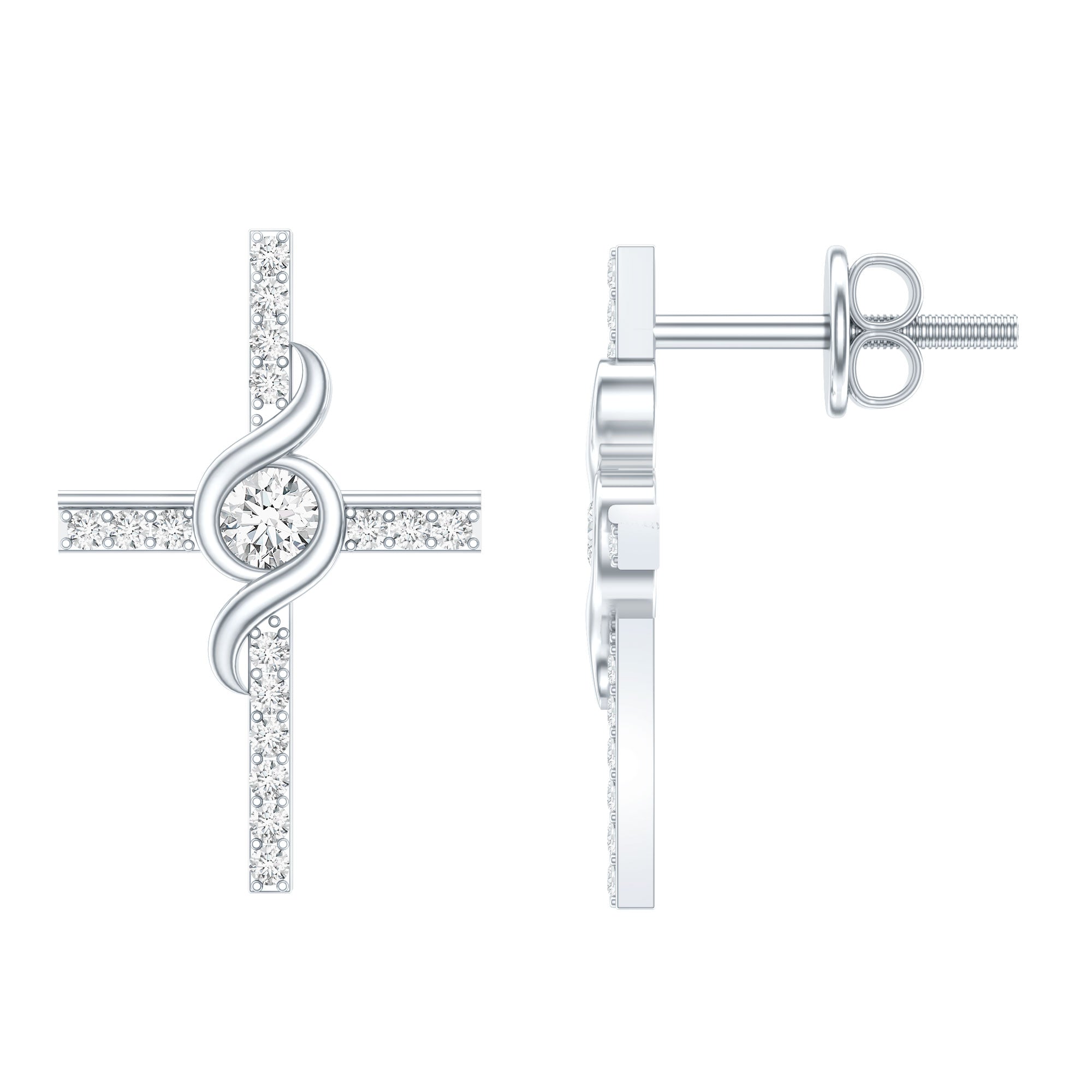 Certified Lab Grown Diamond Religious Cross Earrings Lab - ( EF-VS ) - Rosec Jewels