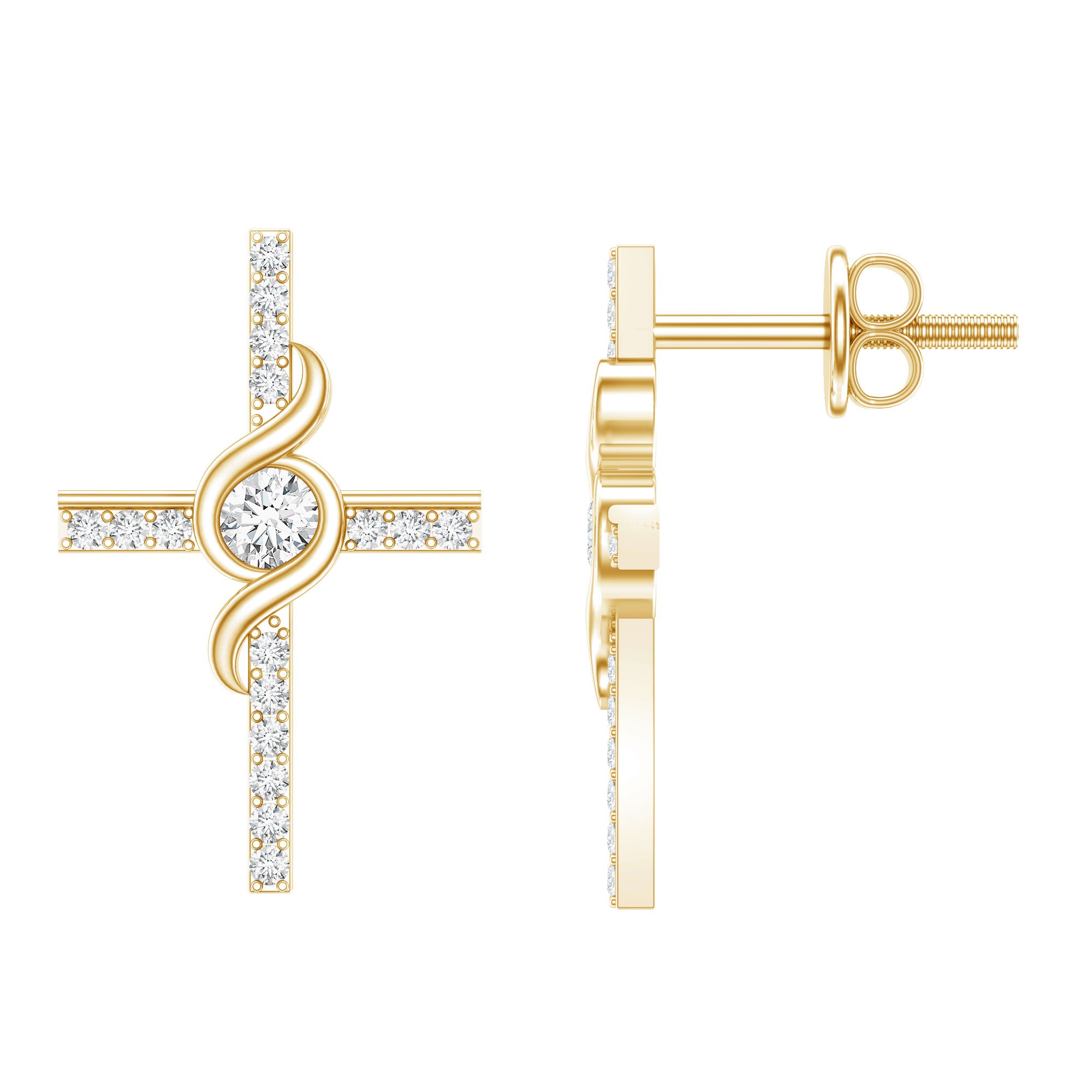 Certified Lab Grown Diamond Religious Cross Earrings Lab - ( EF-VS ) - Rosec Jewels