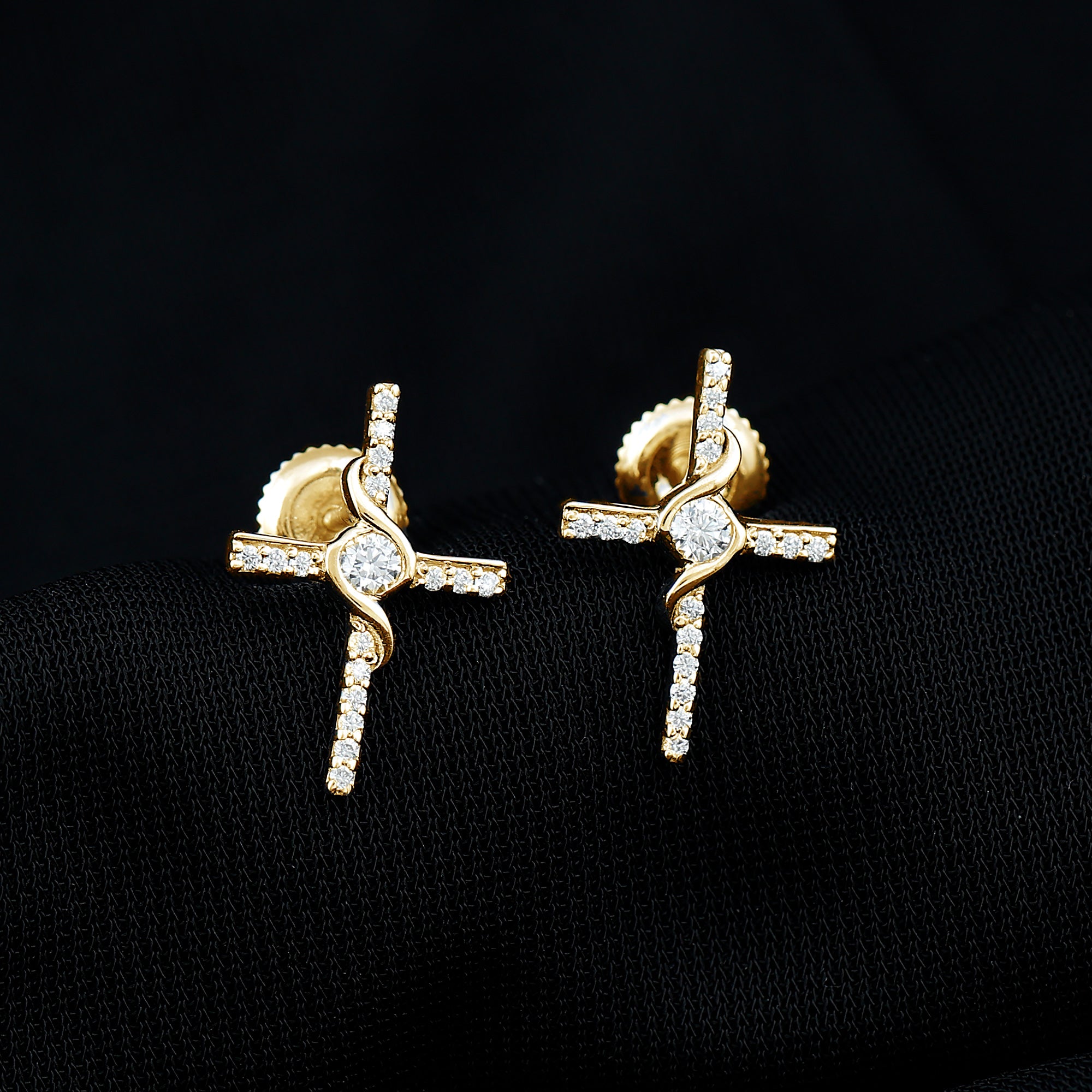 Certified Lab Grown Diamond Religious Cross Earrings Lab - ( EF-VS ) - Rosec Jewels