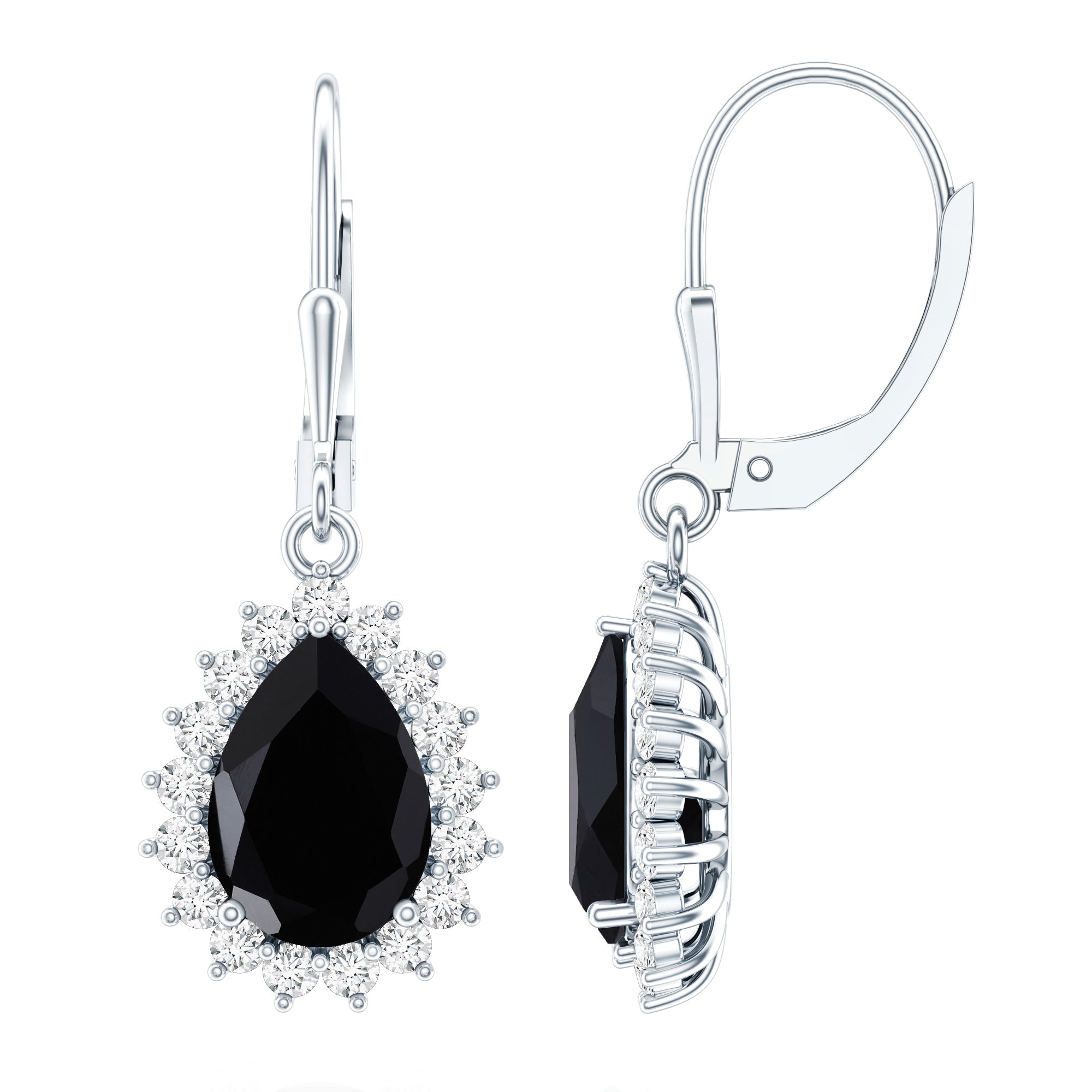 Certified 3.6 Carat Lab Grown Black Diamond Teardrop Dangle Earrings for Women AAAA ( Synthetic ) 92.5 Sterling Silver - Rosec Jewels