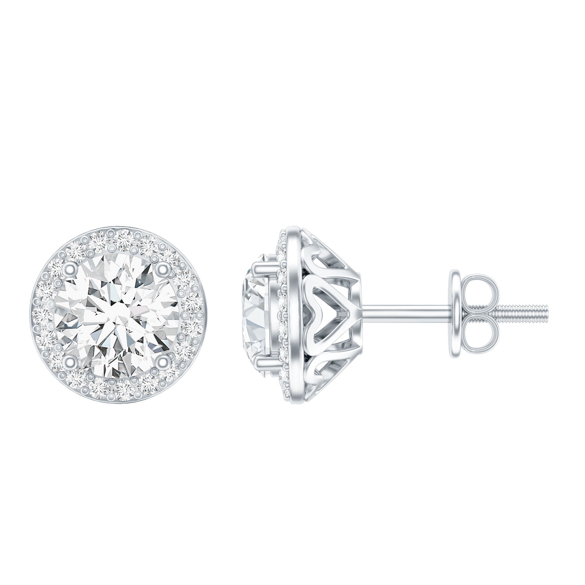 IGI Certified Round Lab Grown Diamond Bridal Stud Earrings Lab - ( E-VS1 ) - Rosec Jewels