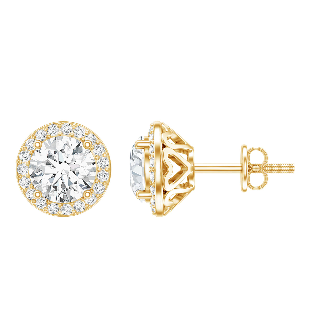 IGI Certified Round Lab Grown Diamond Bridal Stud Earrings Lab - ( E-VS1 ) - Rosec Jewels