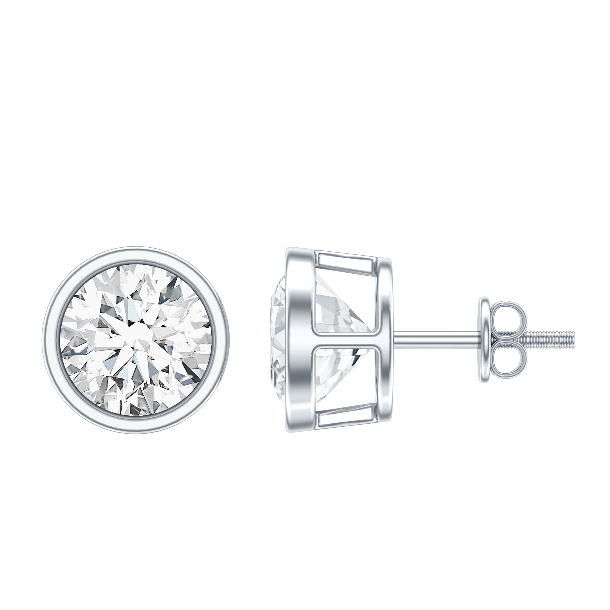 4 CT Lab Grown Diamond Studs with IGI Certificate Lab - ( E-VS1 ) - Rosec Jewels