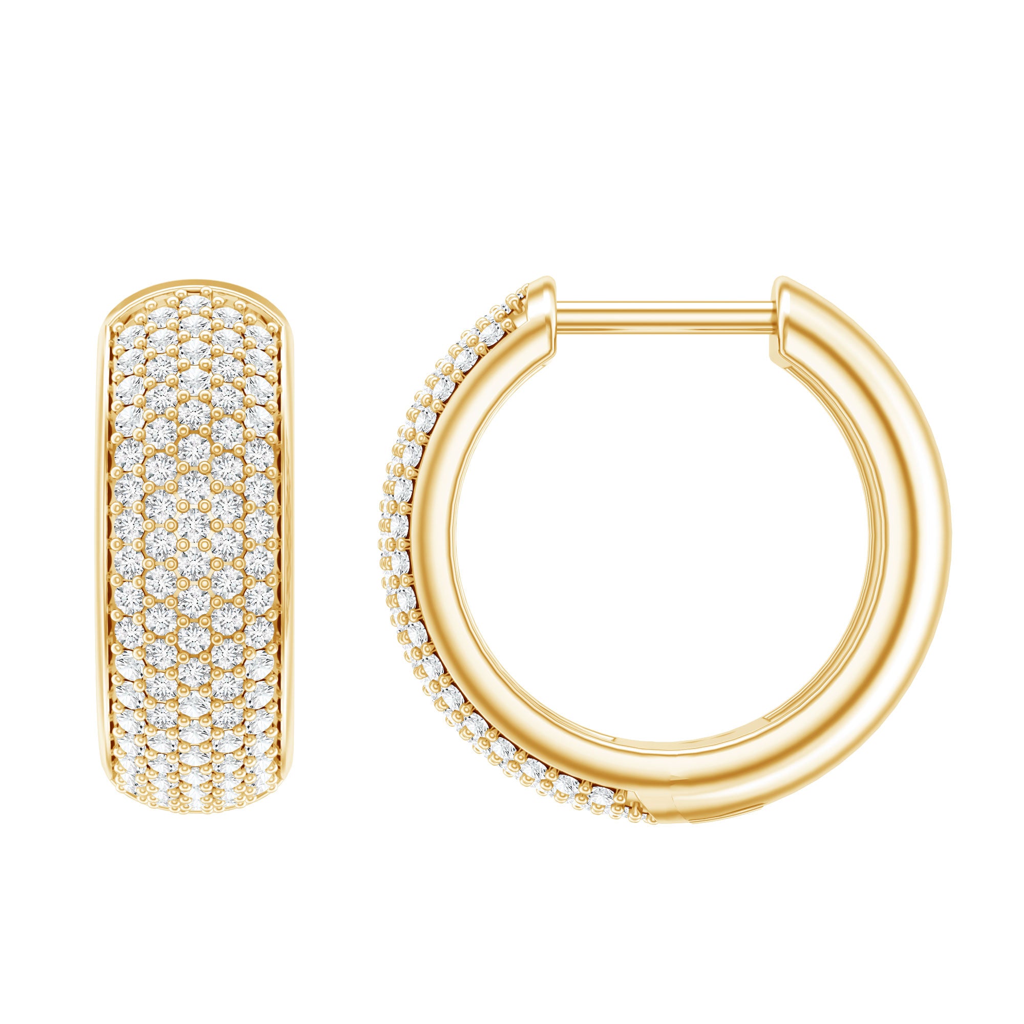 Rosec Jewels-Pave Set Lab Grown Diamond Huggie Hoop Earrings