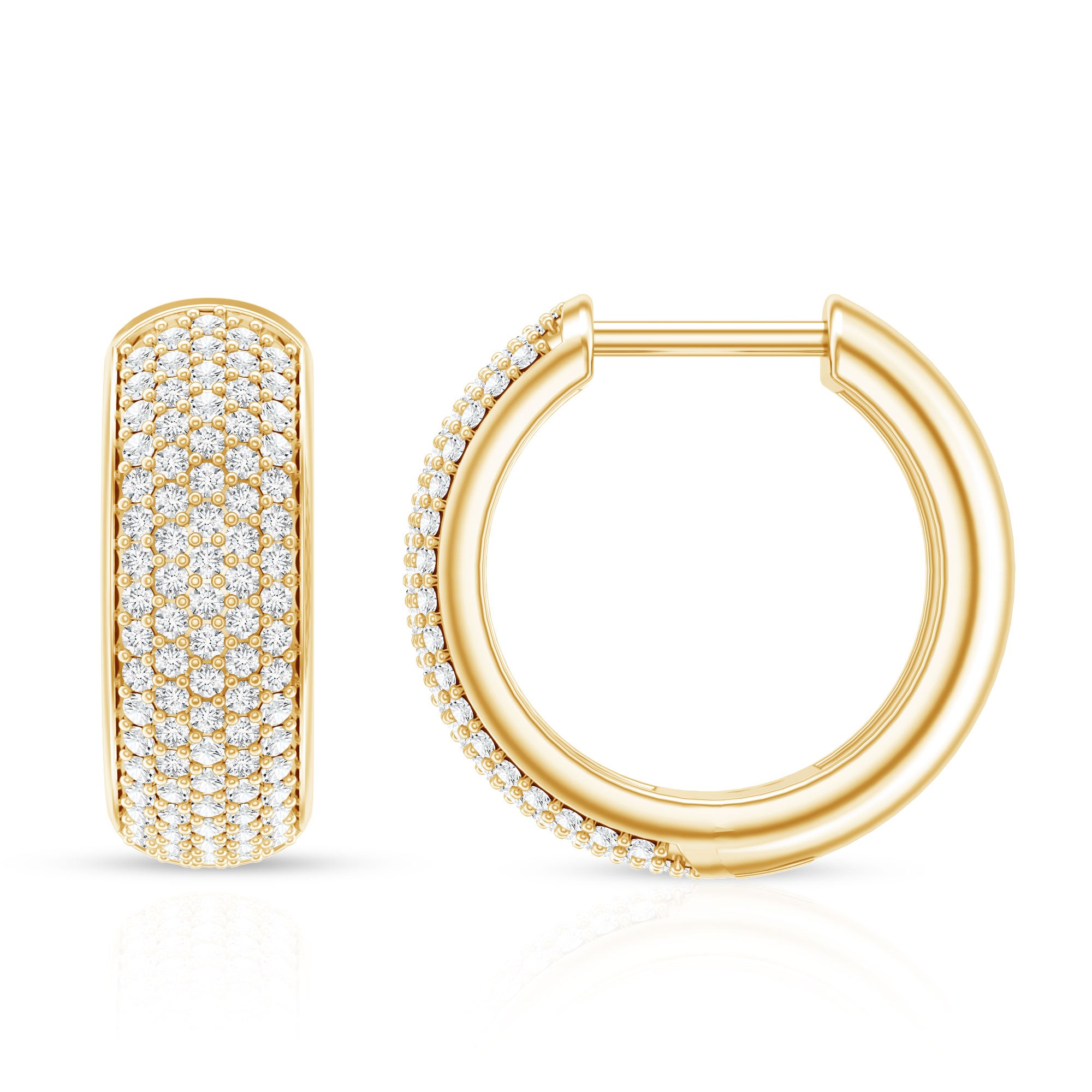 Rosec Jewels-Pave Set Lab Grown Diamond Huggie Hoop Earrings