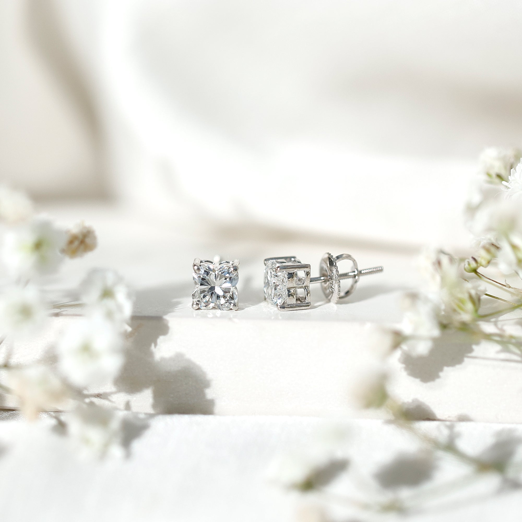 Rosec Jewels-Certified 1.7 Carat Lily Cut Lab Grown Diamond Flower Stud Earrings