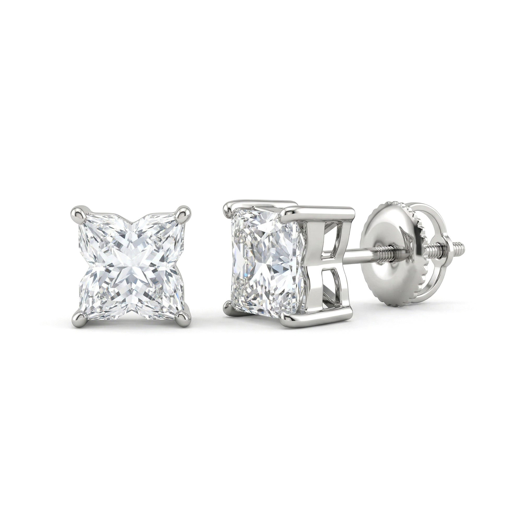 1.7 Carat Lily Cut Certified Lab Grown Diamond Solitaire Stud Earrings Lab - ( EF-VS ) - Rosec Jewels