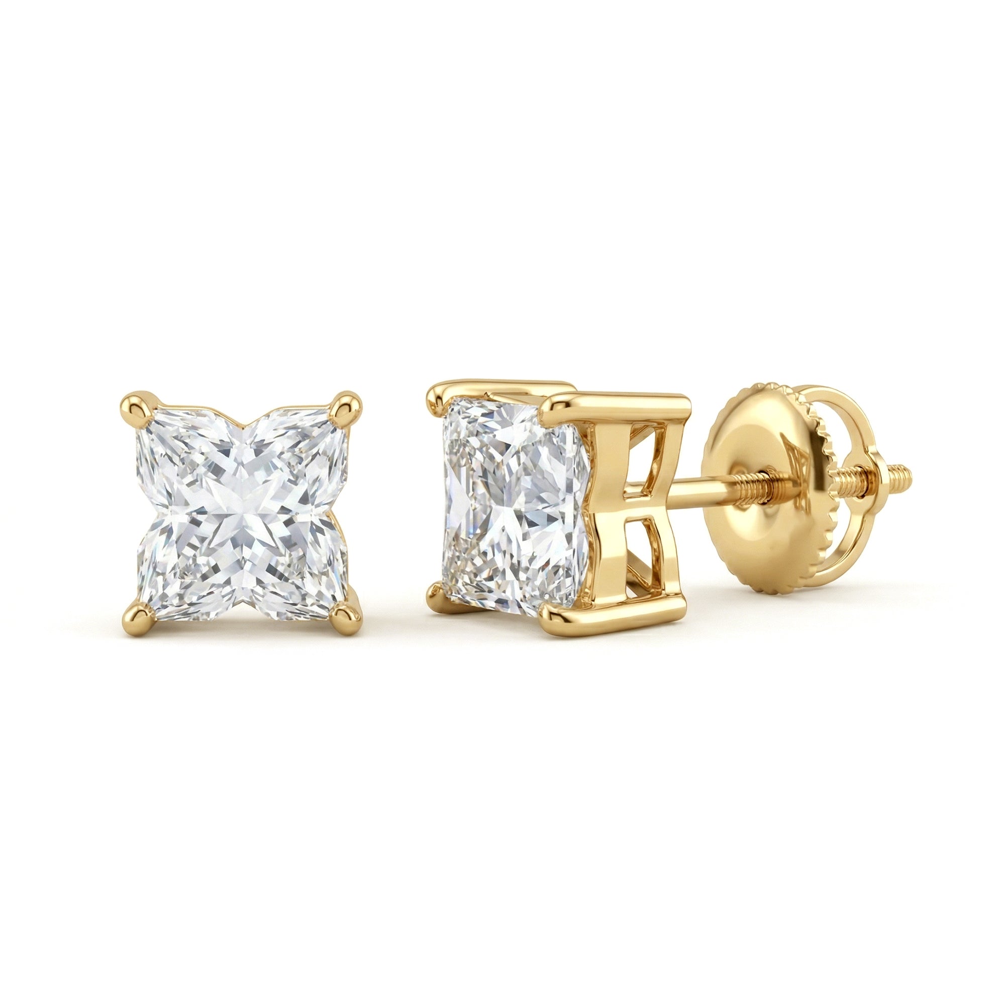 1.7 Carat Lily Cut Certified Lab Grown Diamond Solitaire Stud Earrings Lab - ( EF-VS ) - Rosec Jewels