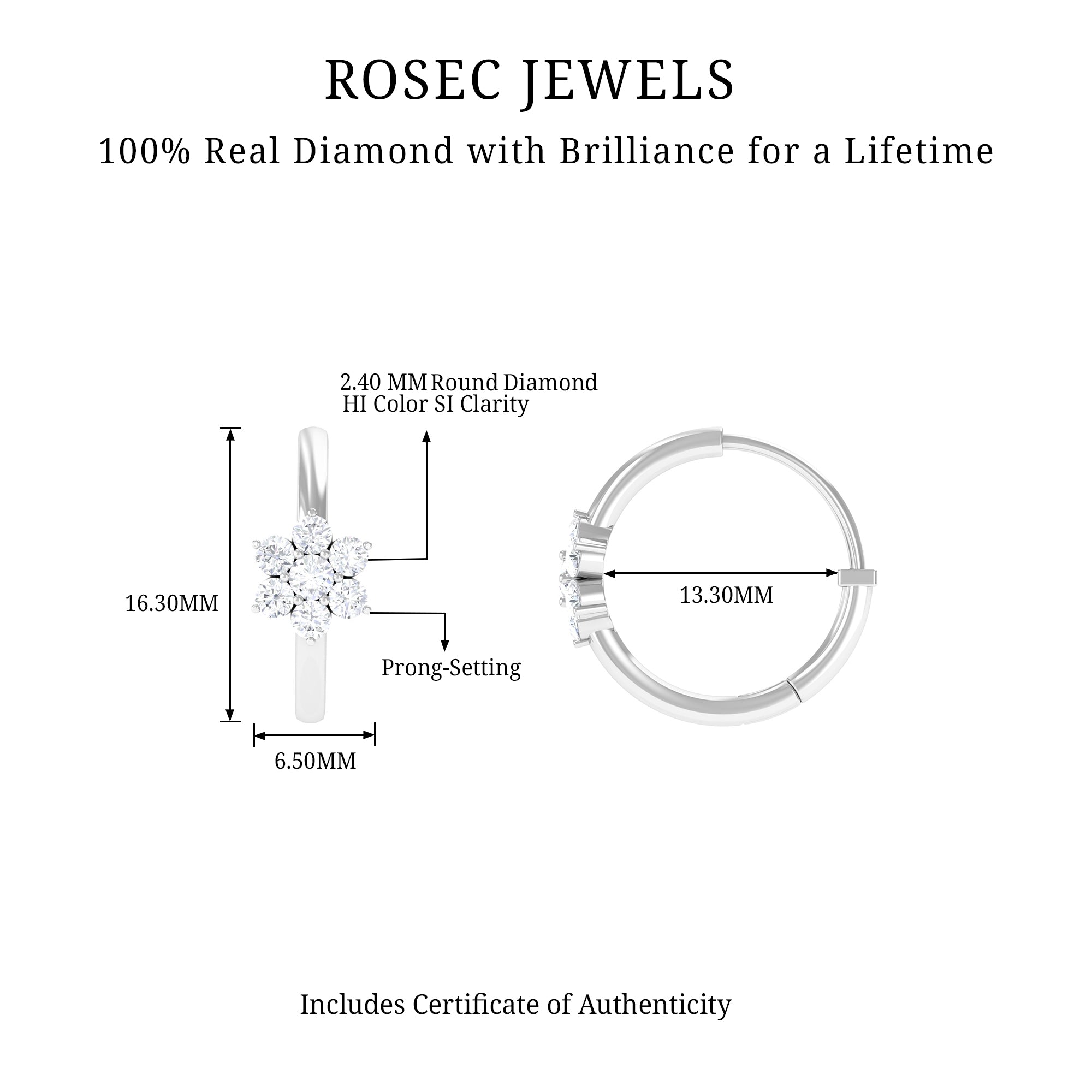 Rosec Jewels-Floral Hoop Earrings with Diamond