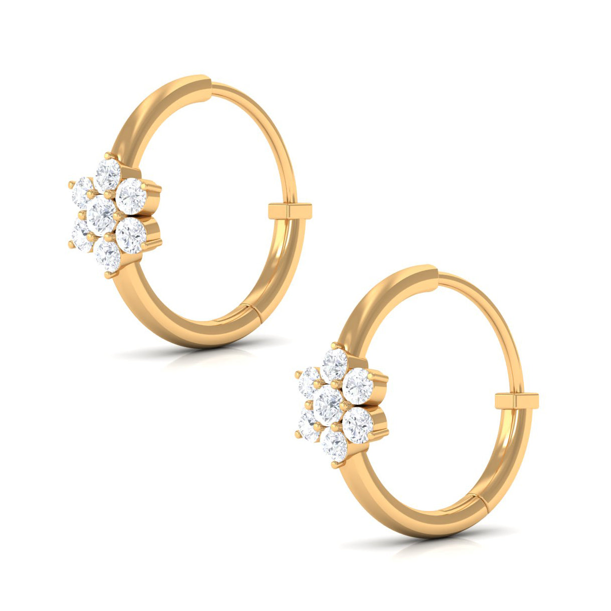 Rosec Jewels-Floral Hoop Earrings with Diamond